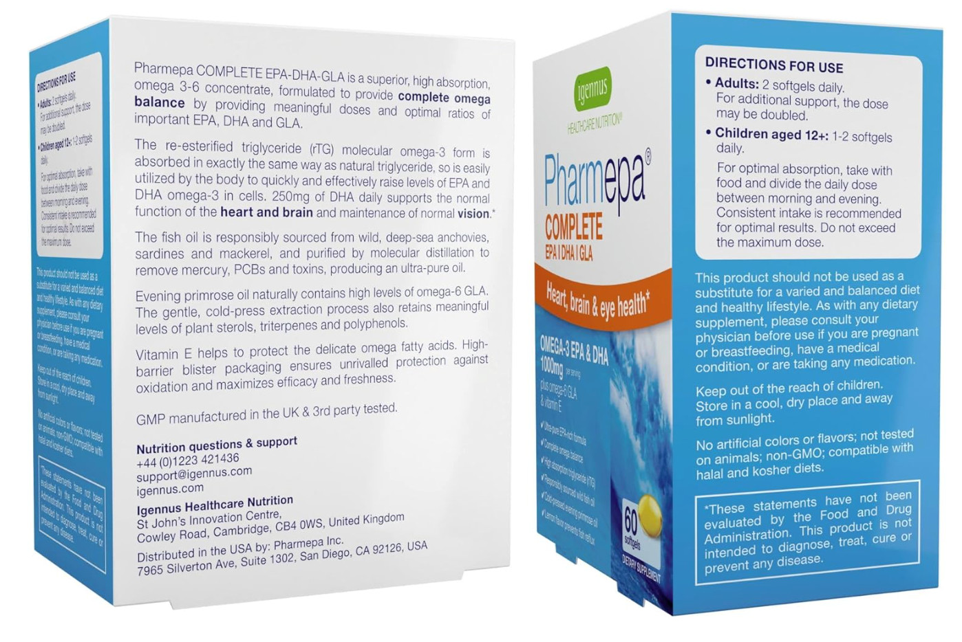 Igennus Pharmepa Complete rtg Omega 3 1000mg EPA DHA 60 Softgels EXP 06/27