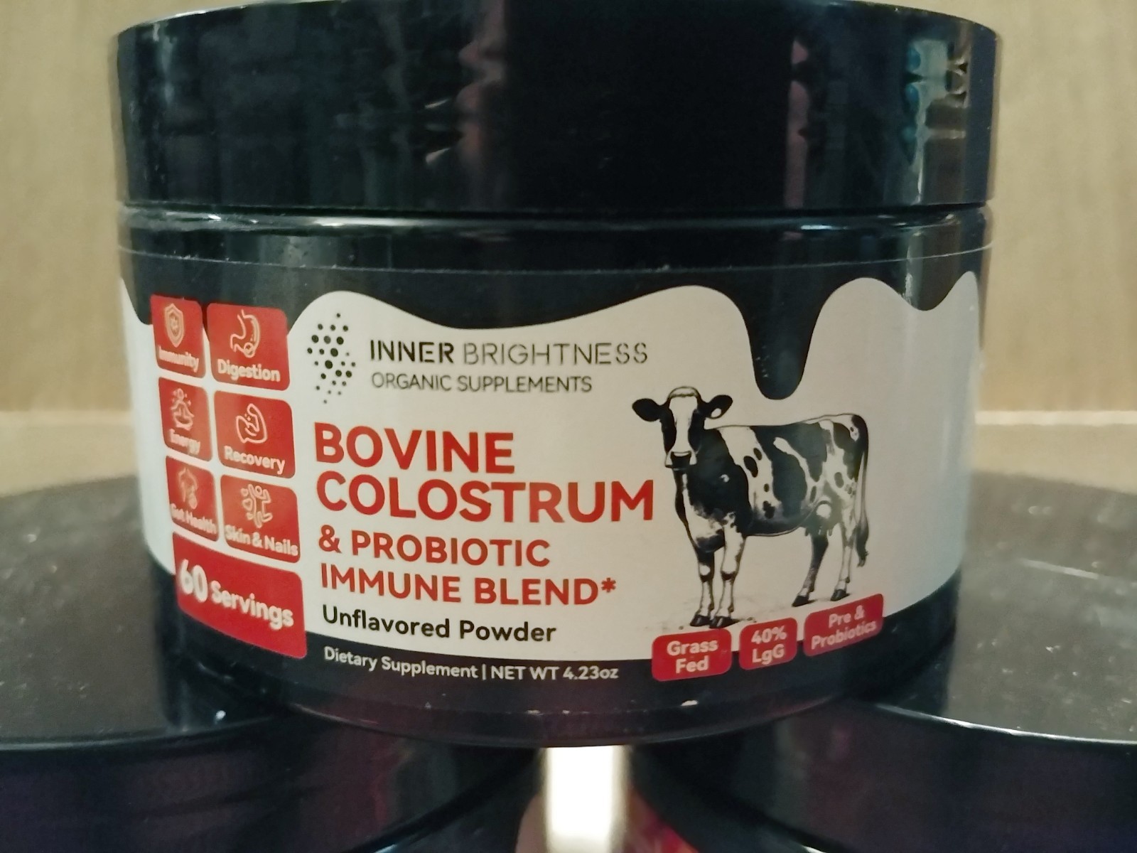 1 Inner Brightness Organic Bovine Colostrum & Probiotic Blend Unflavored 60 Serv