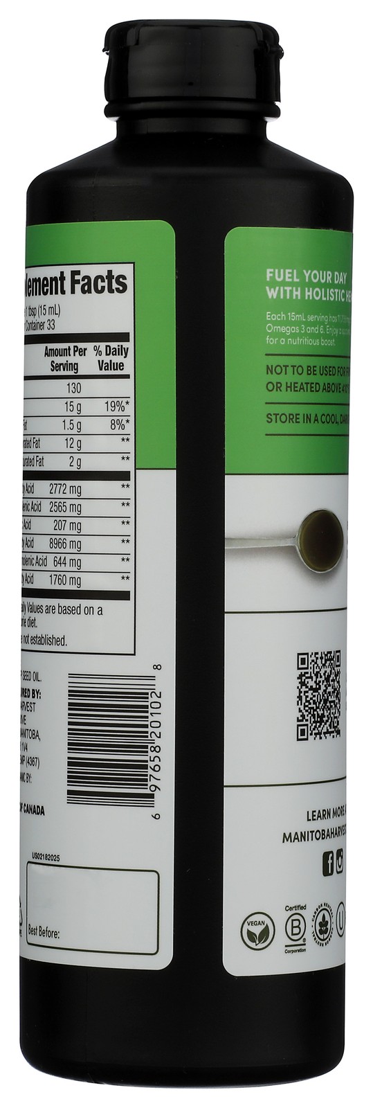 Organic Hemp Seed Oil Manitoba Harvest Gluten Free 16.9 Fl Oz Supplement 1 Pack