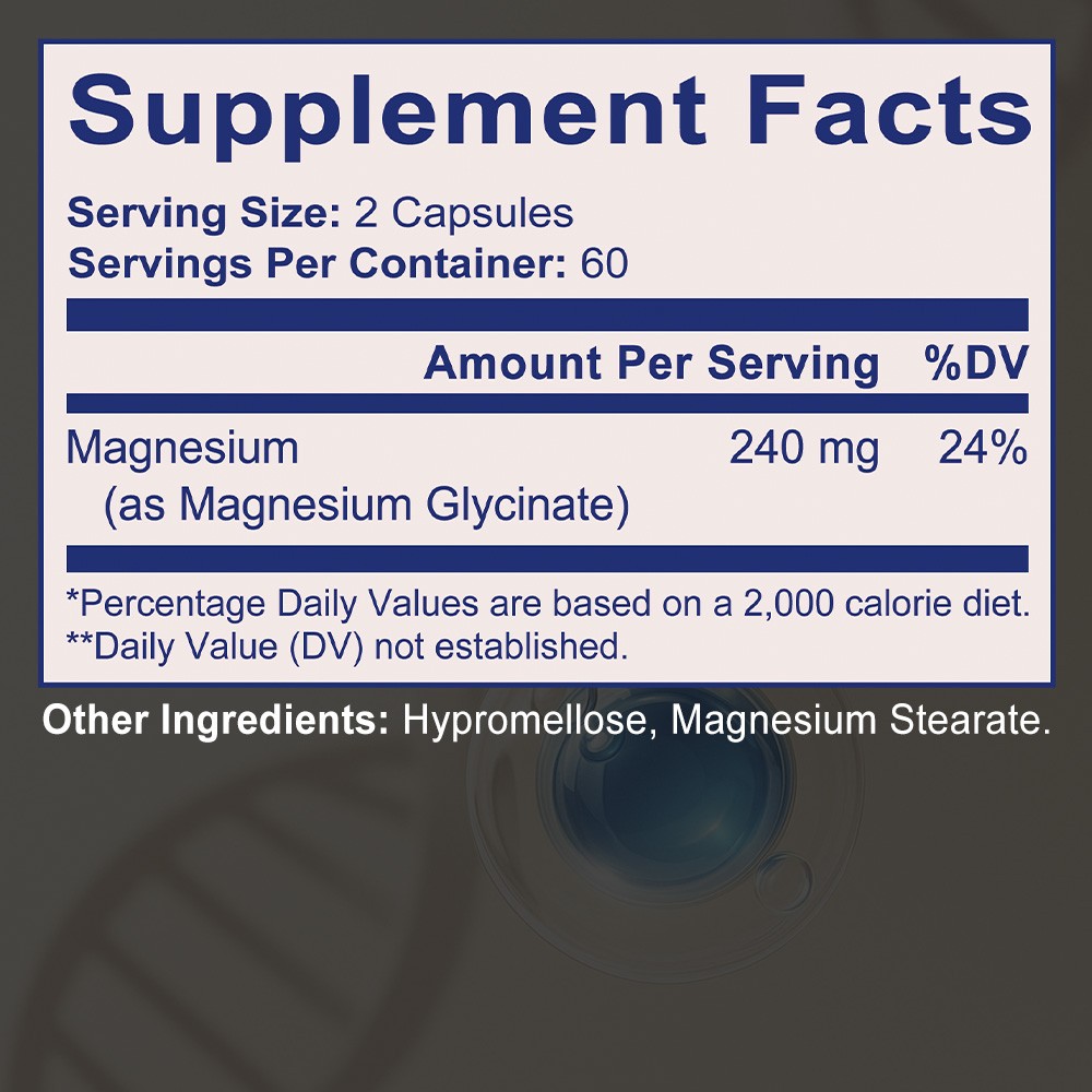 Magnesium Glycinate 240mg Support Heart Healthy,Sleep Gluten-Free 30/60/120Caps