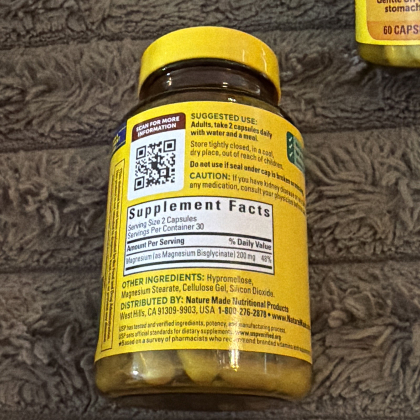 (3) Nature Made “Magnesium Glycinate” 200mg High Absorption/ 60-Capsules 03/29