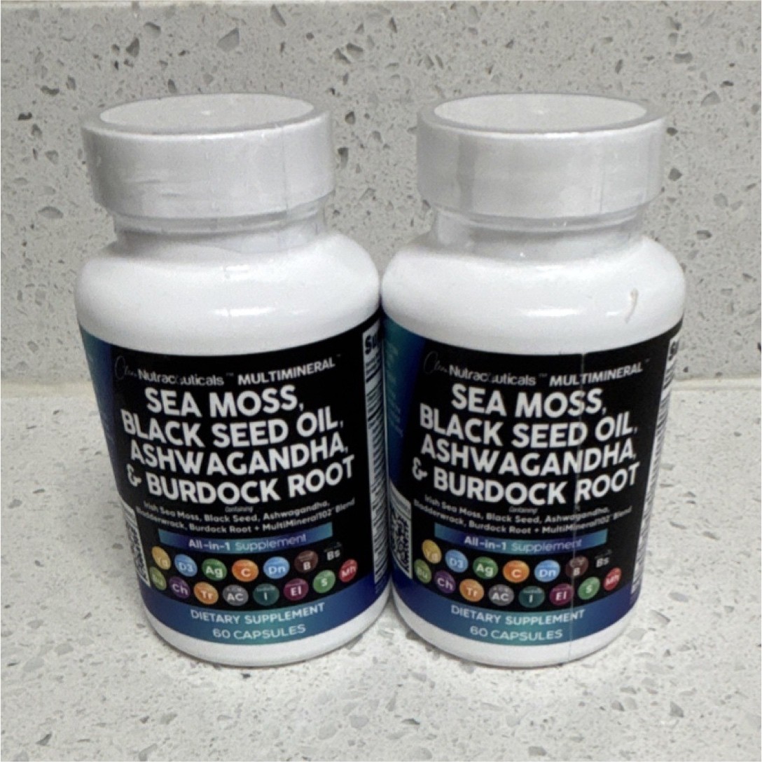 Clean Nutraceuticals Sea Moss Black Seed Oil Ashwagandha Capsules 60ct
