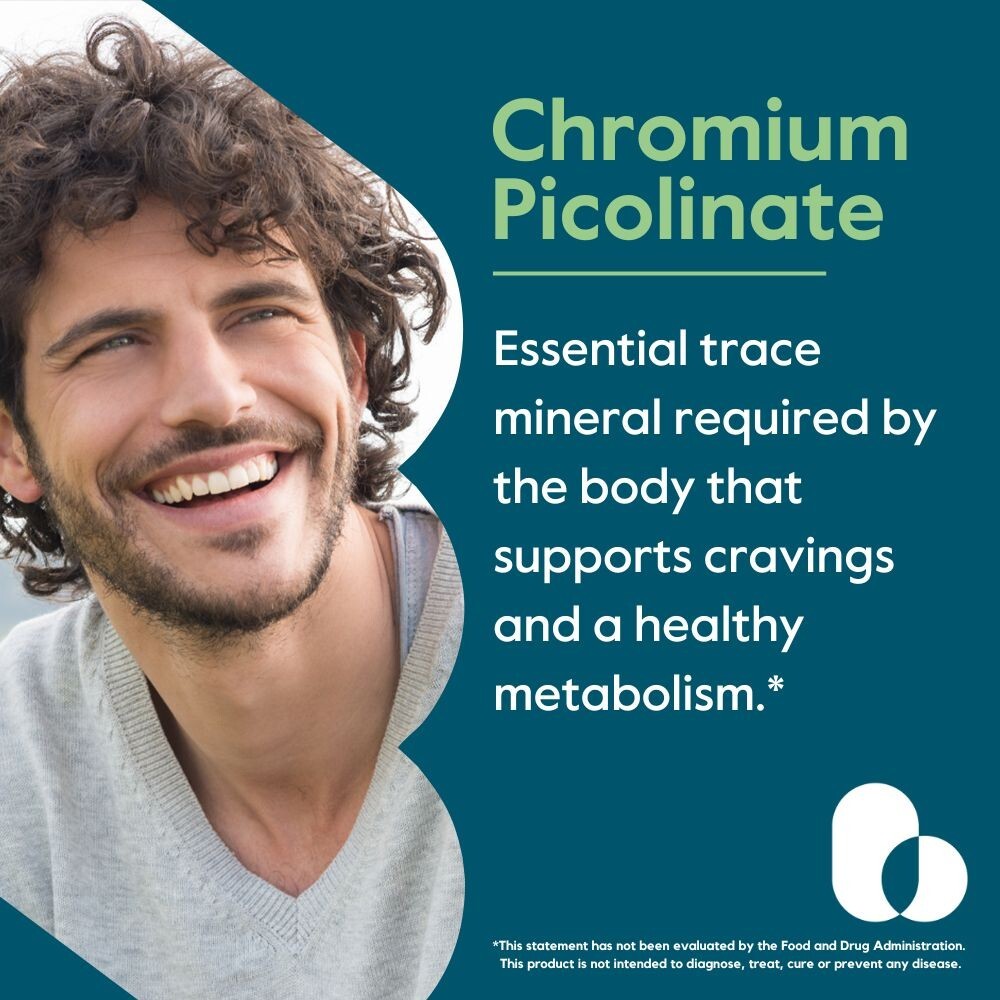 Chromium Picolinate 1000mcg (240 Vegetarian Capsules) – No Stearates – Vegan