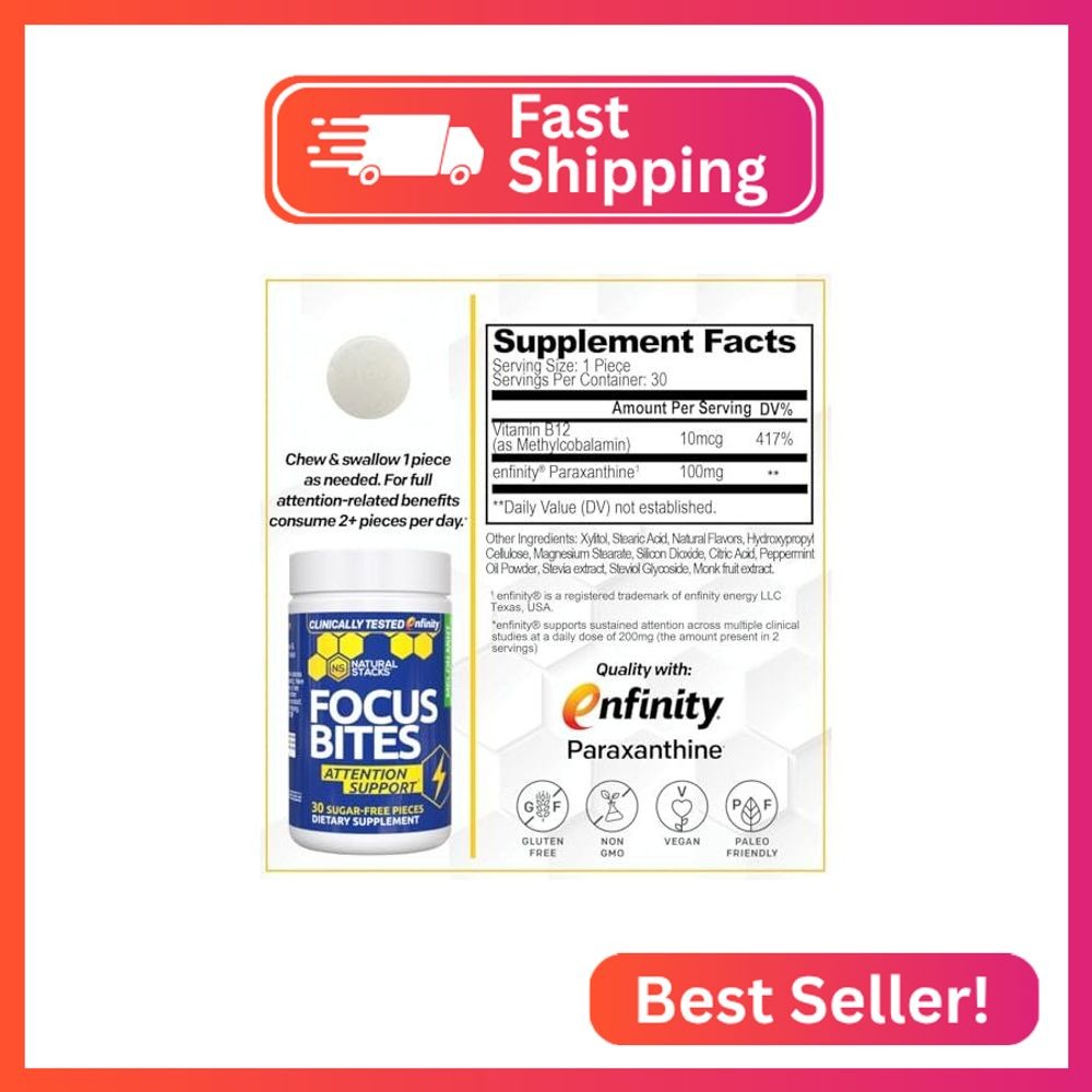 Paraxanthine Supplement 100mg – Caffeine Free Focus Supplement for Productivity