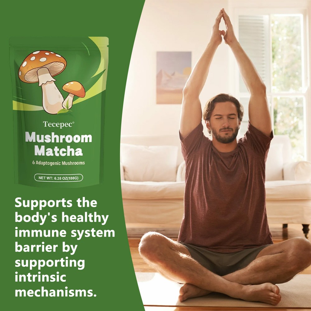 Mushroom Matcha Powder | Blend with 6 Mushrooms | 6.35 Oz (180g)