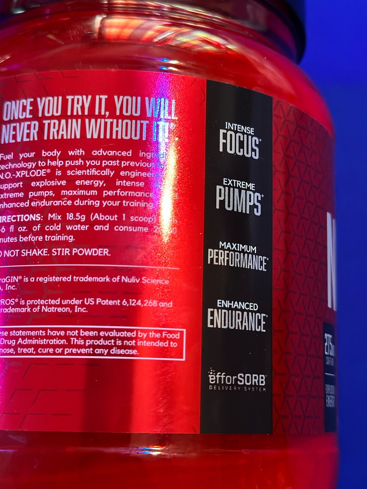 N.O.-XPLODE® Pre-Workout Igniter – Blue Raz (60 Servings) Exp 12/27