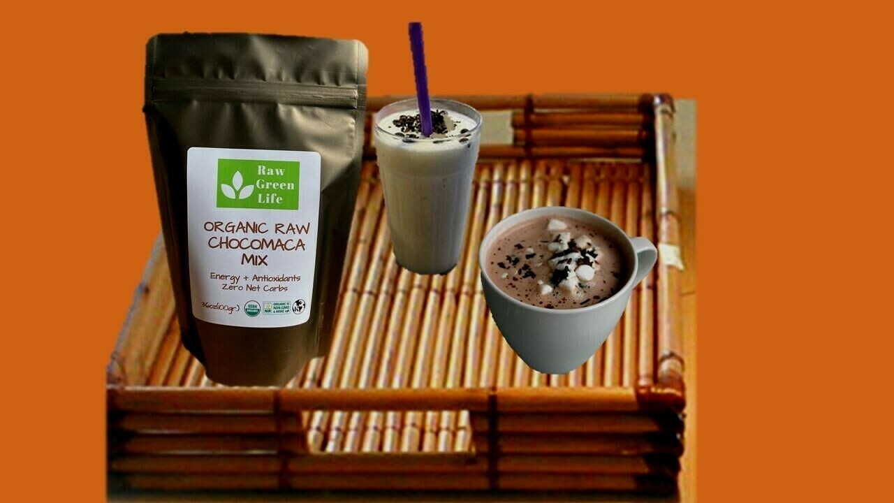 MIX CHOCOMACA RAW VEGAN KETOFRIENDLY ORGANIC SUPERFOOD DRINK MIX 3.6oz