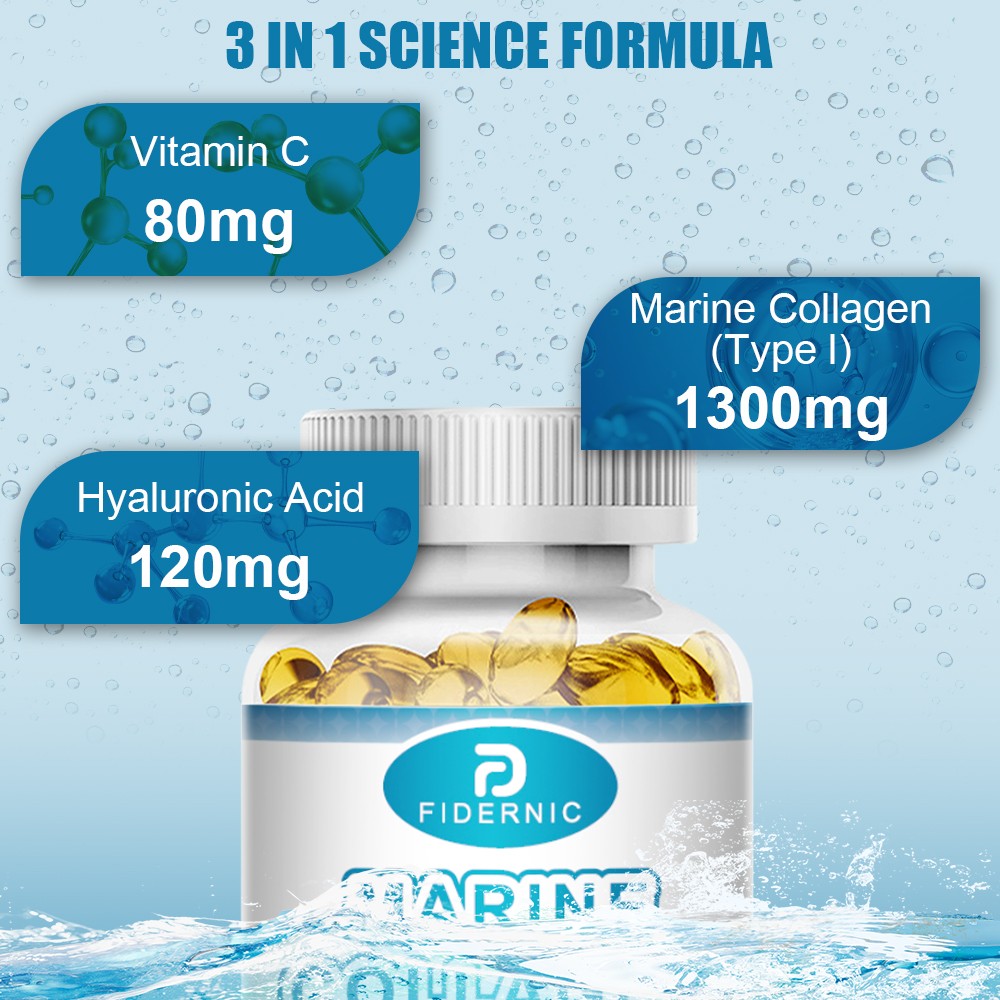 Premium Marine Collagen 1300mg Type I + Hyaluronic Acid + Vitamin C – Capsule