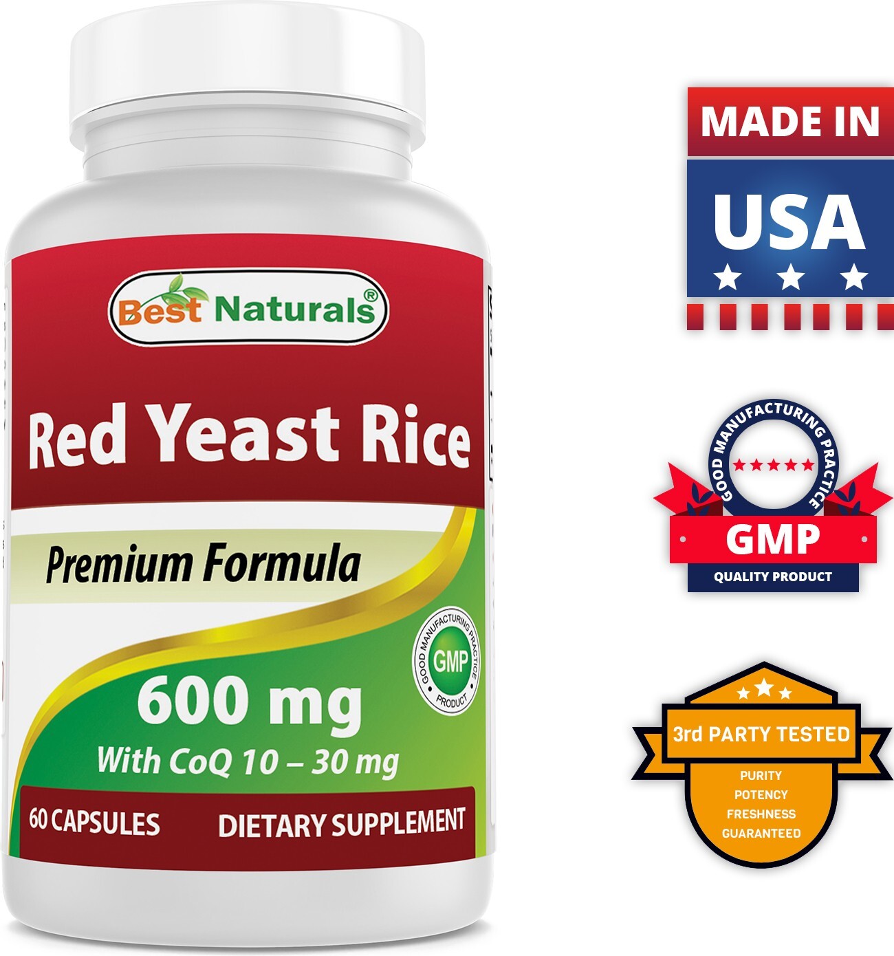 2 Pack Best Naturals Red Yeast Rice with COQ10 60 Capsules