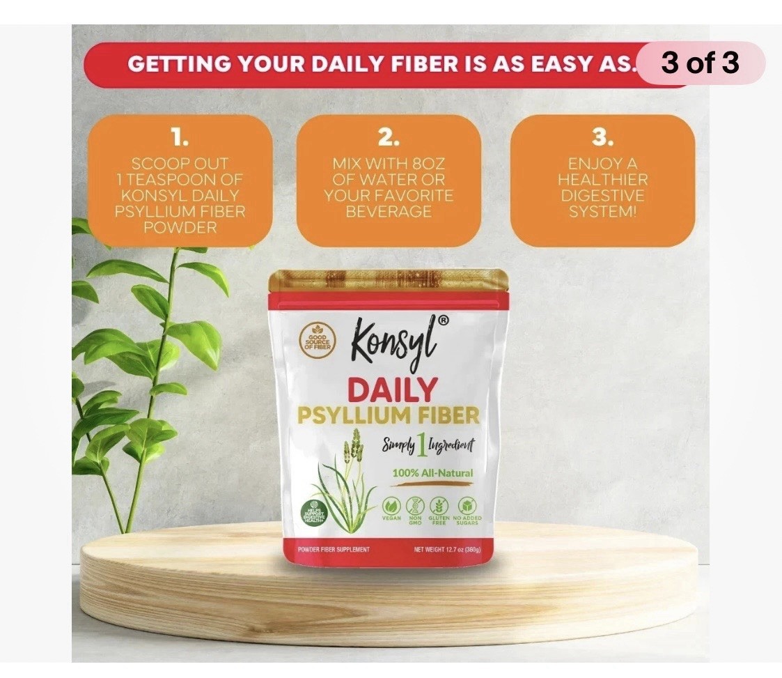 Konsyl Daily Psyllium Fiber Powder supple (12.7 oz, 360g, 60 Servings) FREE SHIP