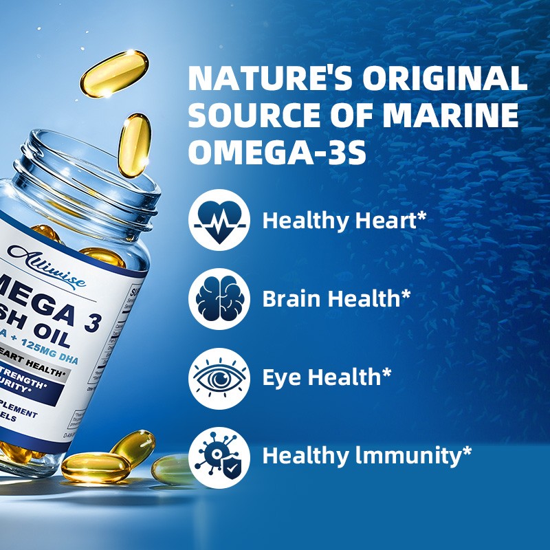 Omega 3 Fish Oil Capsules 1000mg Fish Oil EPA & DHA ,Heart Health