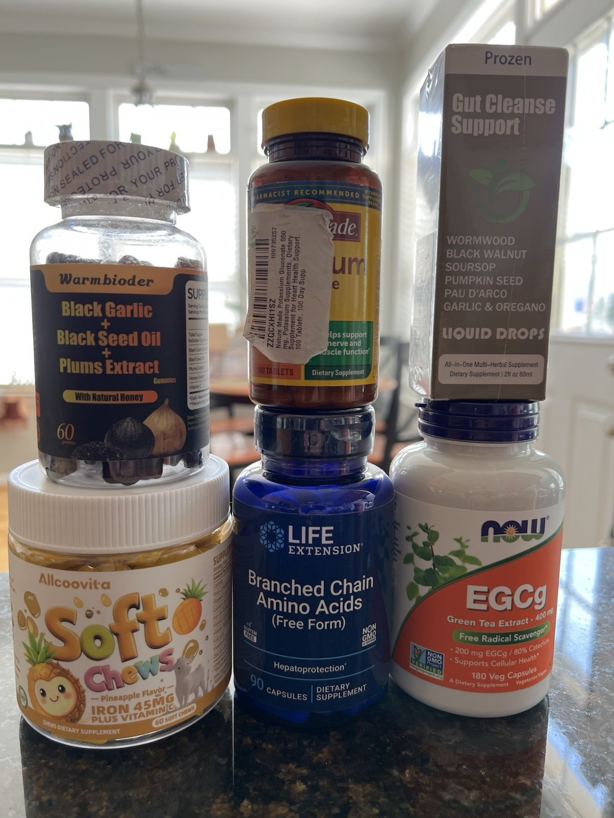 Lot of Mixed Supplements (BCAA, Iron, EGCg, Soursop, Potassium) – All Sealed!