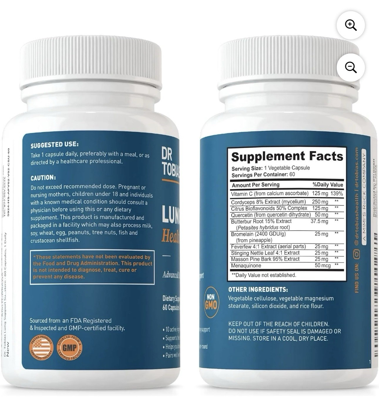 Dr Tobias Lung Health Advanced Respiratory Support Non-GMO 60 Capsules