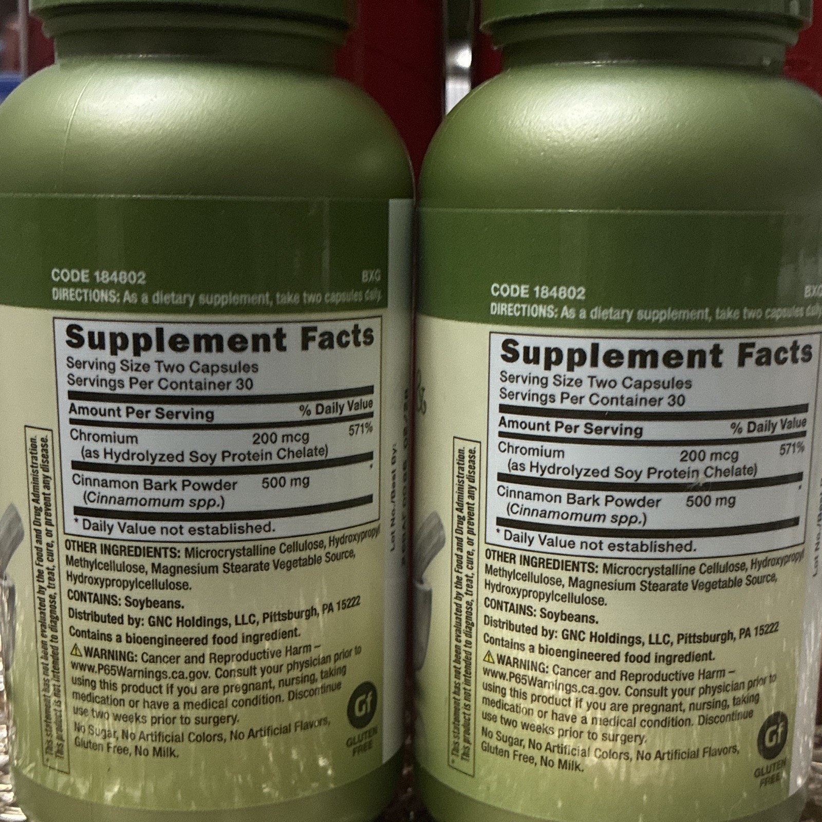 GNC Herbal Plus Cinnamon & Chromium Blood Sugar Support 200mcg 60 Veg Caps
