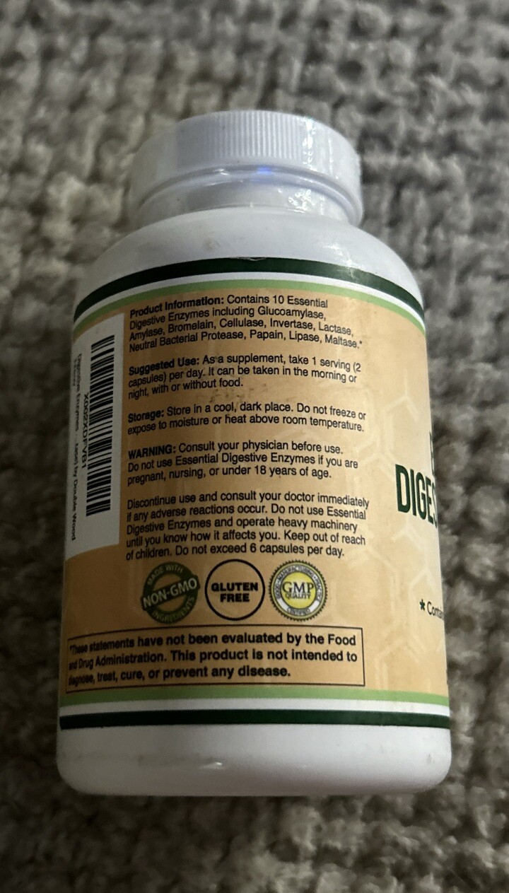 2 Double Wood Supplements Essential Digestive Enzymes, 800 mg, 180 Caps, Ex 3/26