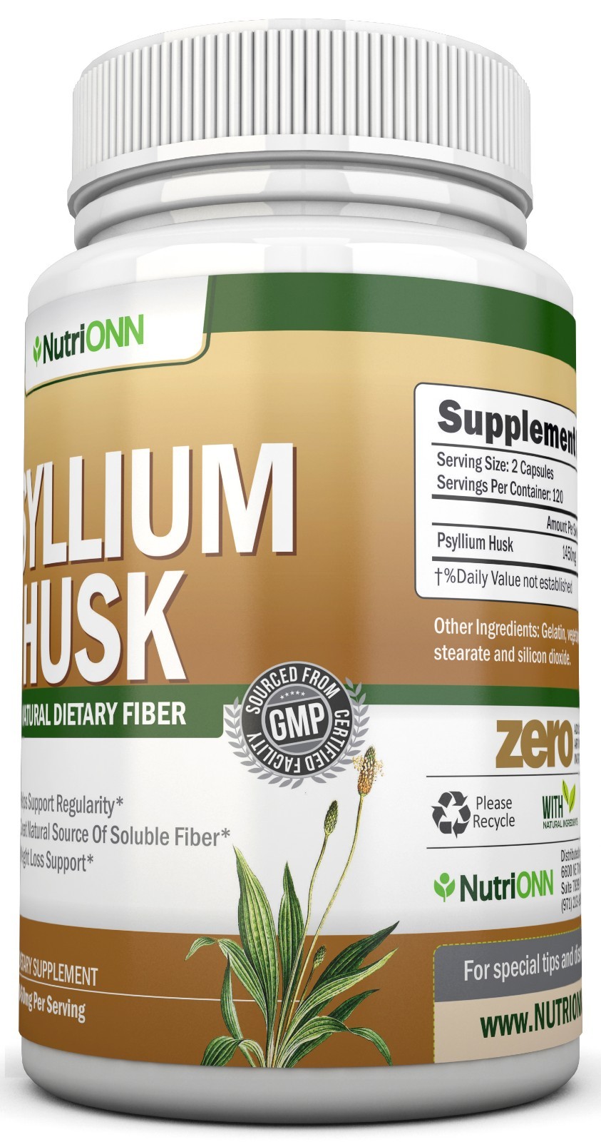PSYLLIUM HUSK CAPSULES – 1450mg Per Serving – 240 Capsules – Premium Product