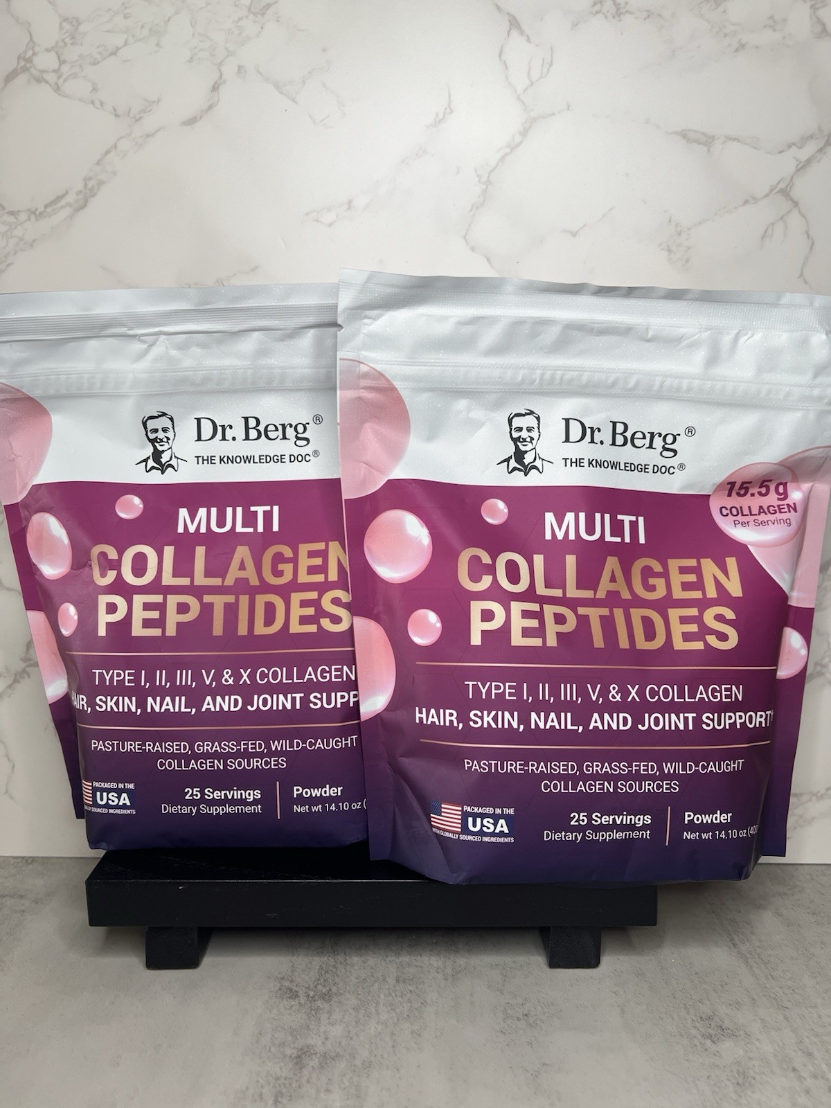 Dr. Berg Multi Collagen Peptides Unflavored Powder Two Pack 14.10 oz Exp 07/2027
