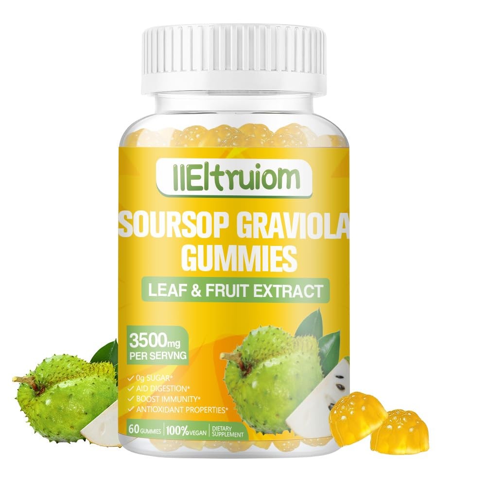 Soursop Gummies for Adults, Organic Leaves and 1 Count (Pack of 60)