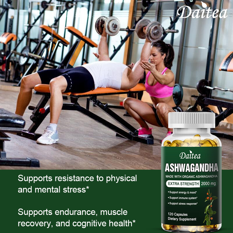 Organic Ashwagandha Capsules 2000mg with Black Pepper Root Powder