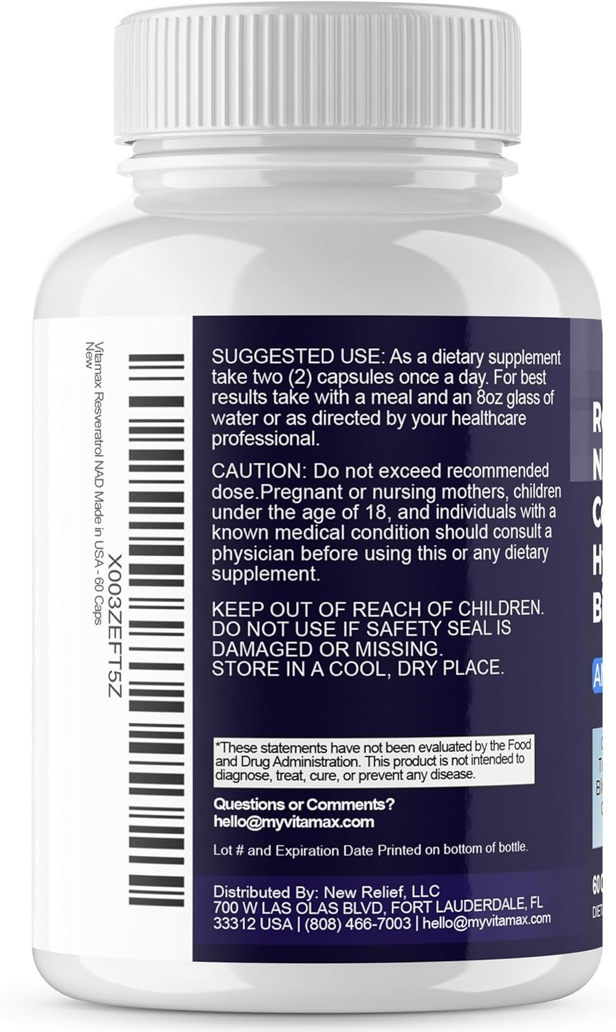 Resveratrol NAD+ Berberine Hyaluronic Acid – Biotin 60 Count (Pack of 2)