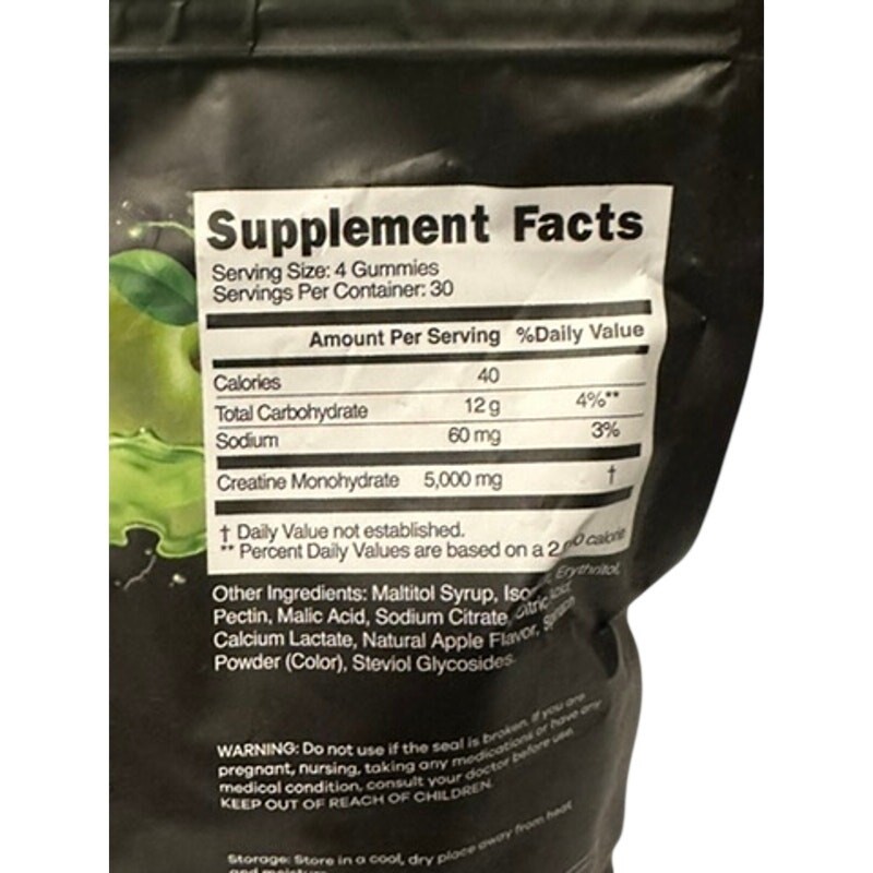 Inner Bounty Sugar Free Creatine Monohydrate Gummies 5g Sour Green Apple NEW