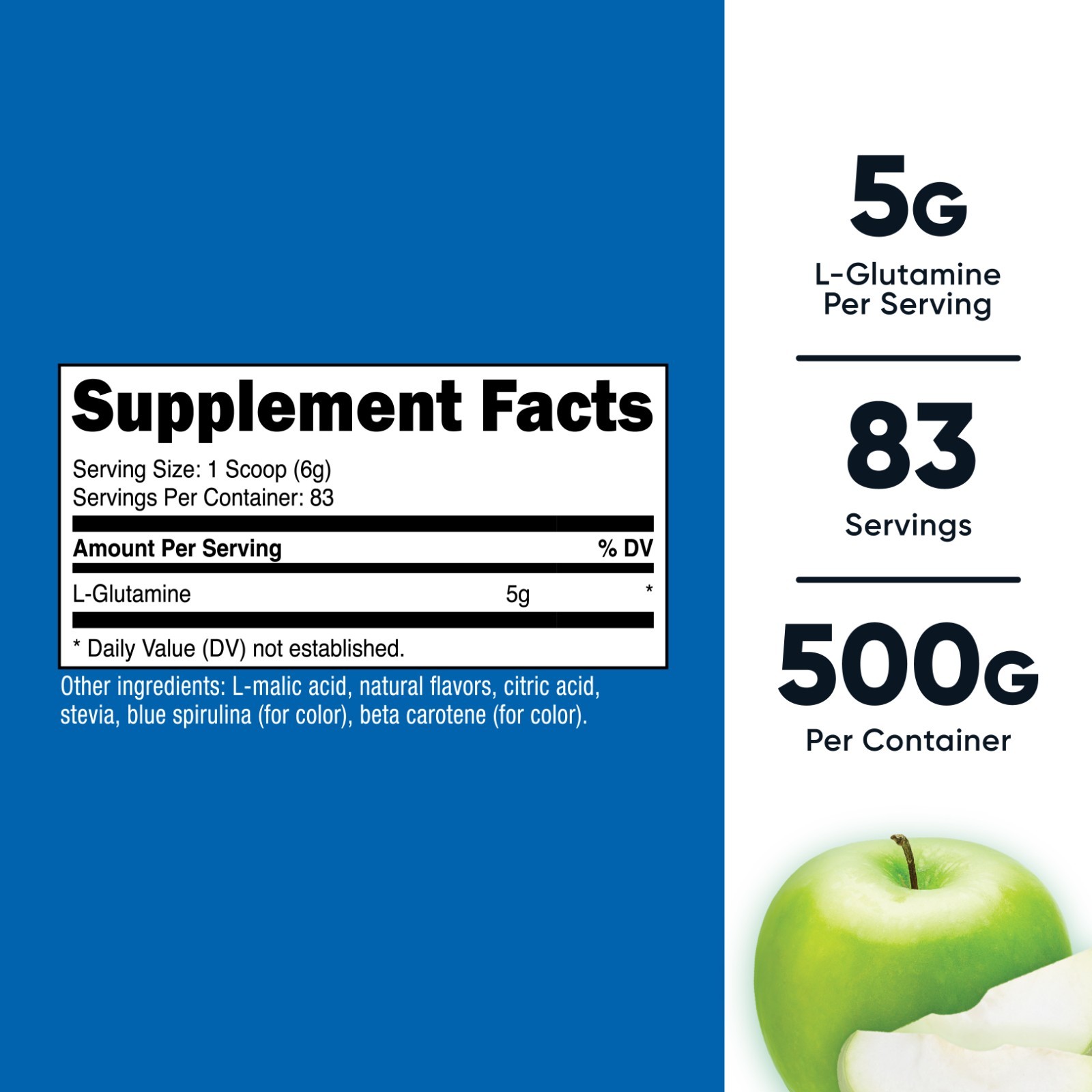 Nutricost L-Glutamine Powder Supplement (Green Apple) (82 Servings) (Stevia)