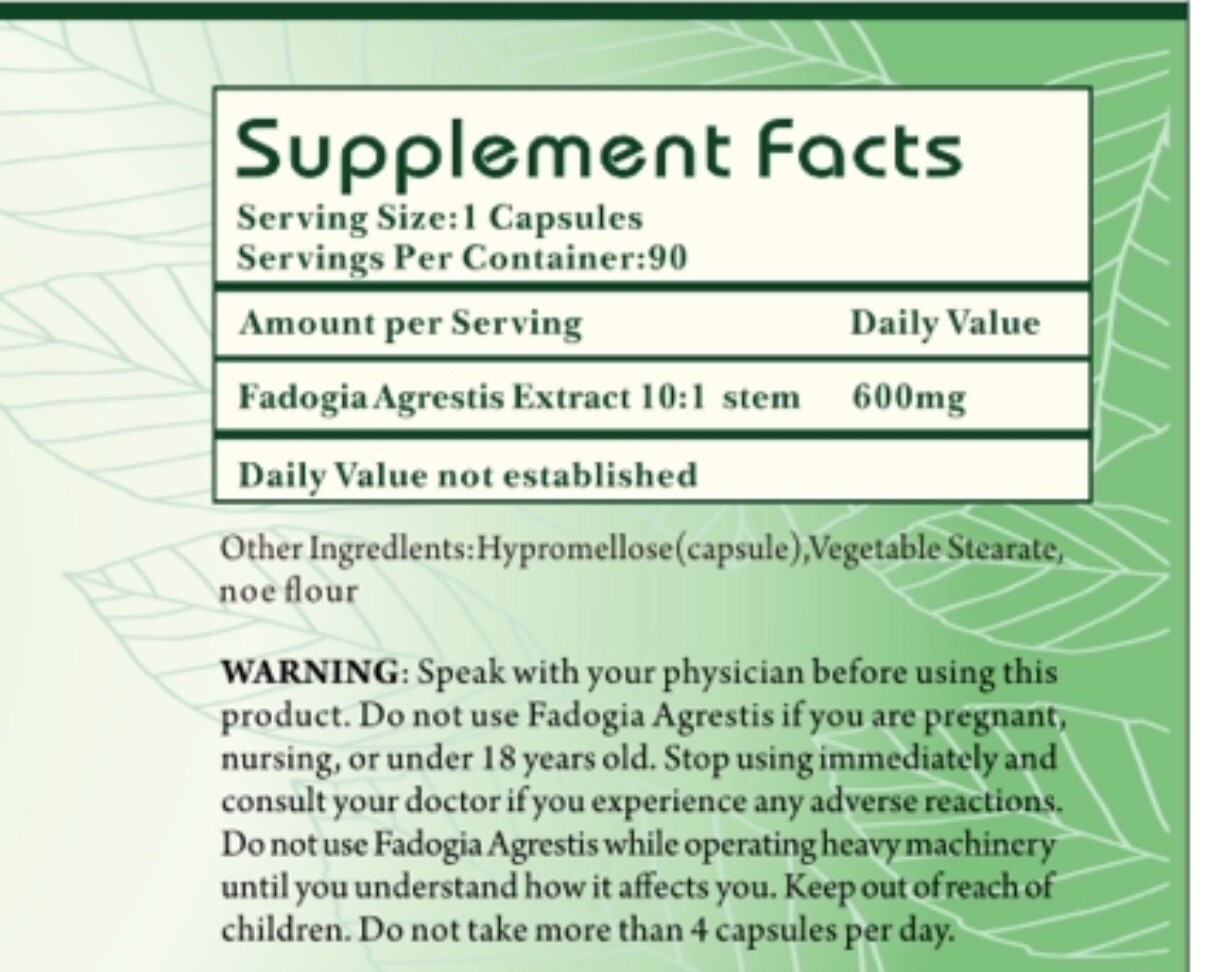 Health Oak Fadogia Agrestis (90 Capsules | 600 mg Per Serving) – 10:1 Extract