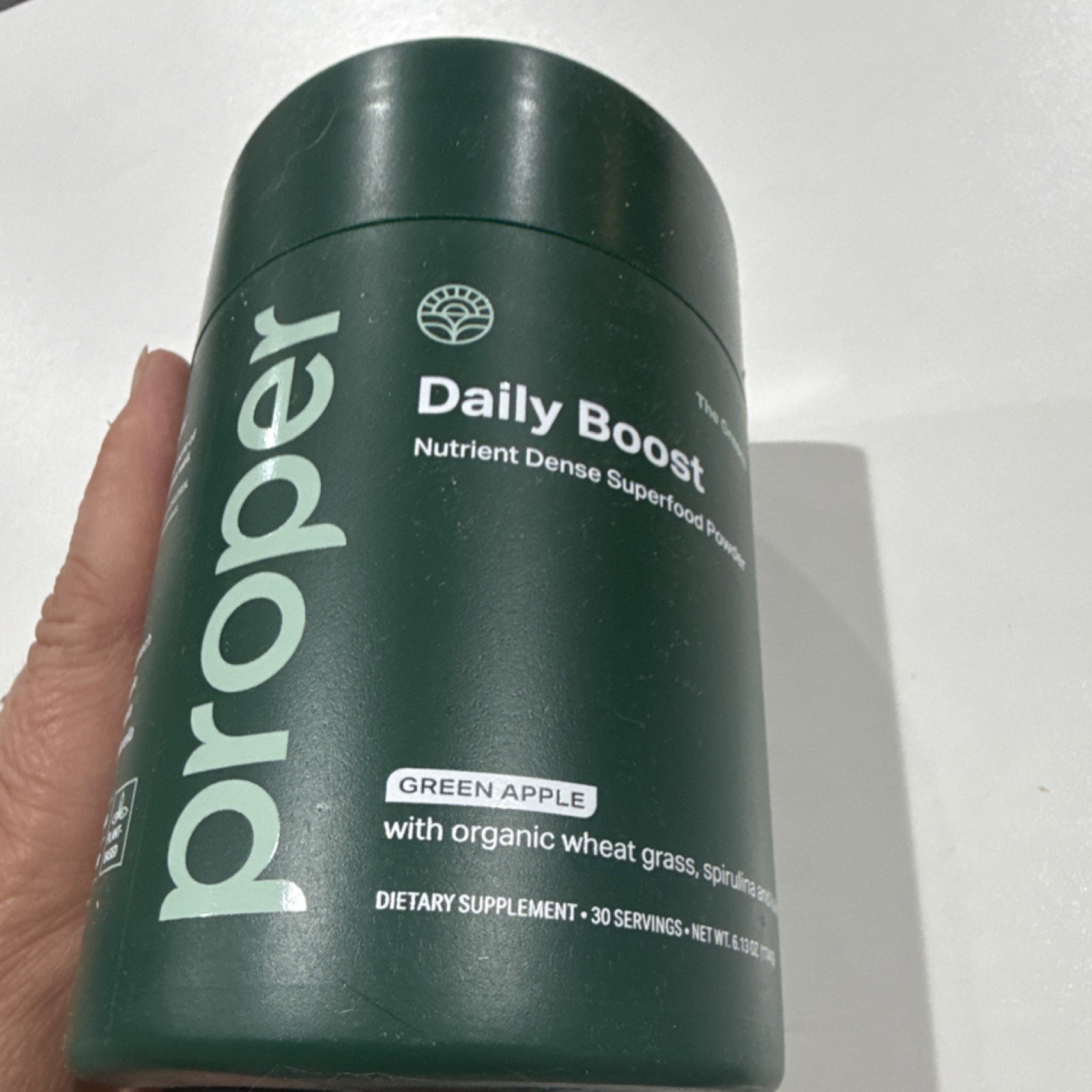 Proper Superfood Powder Organic Green Apple Wheat Grass Spirulina 6.13 oz