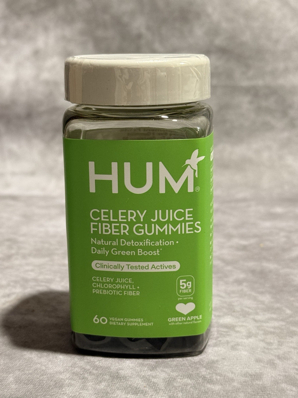 HUM Celery Juice Fiber Gummies Chlorophyll Vegan Green Apple 60 Gummies