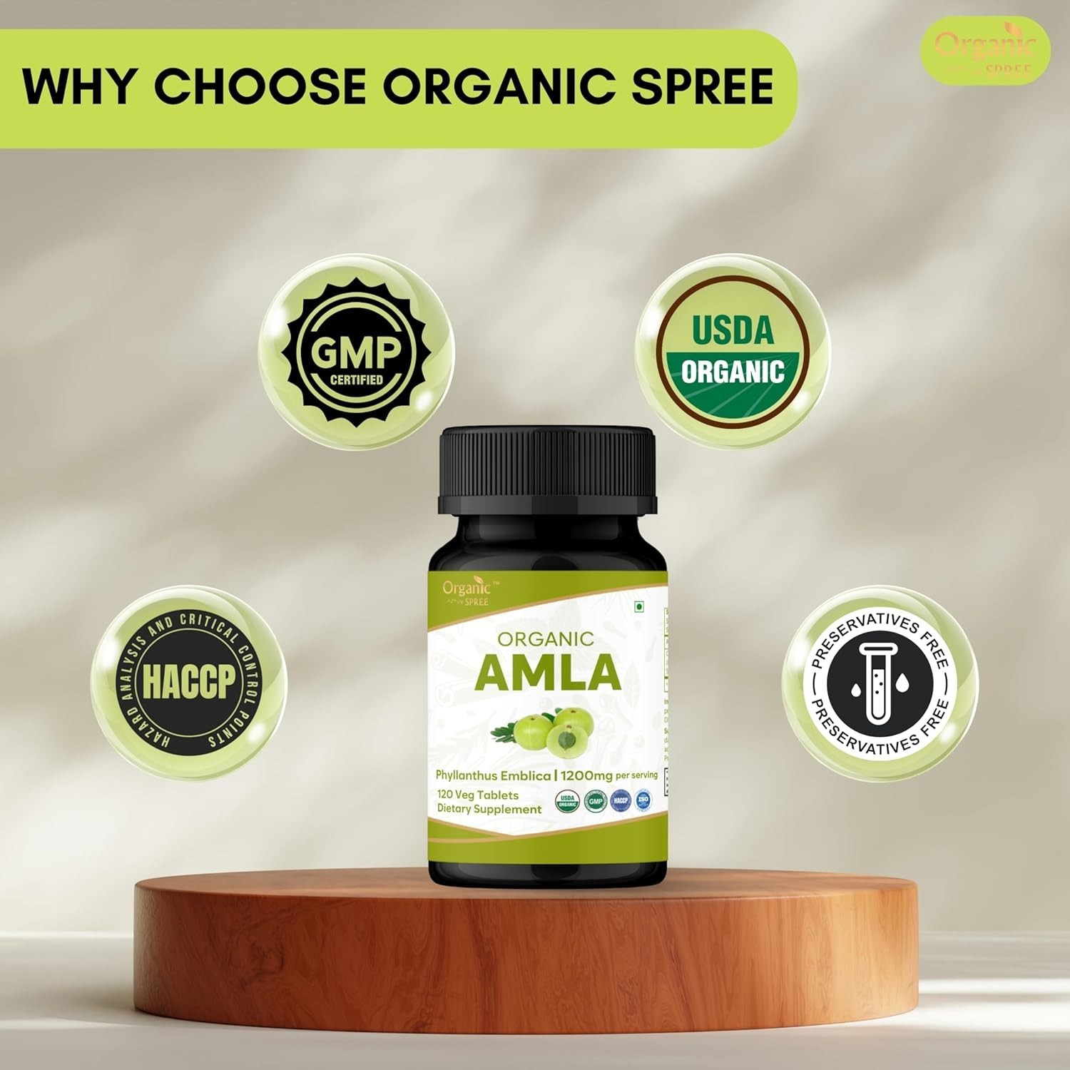 ORGANIC SPREE Amla Tablets – 1200 mg per Serving – Indian Gooseberry…