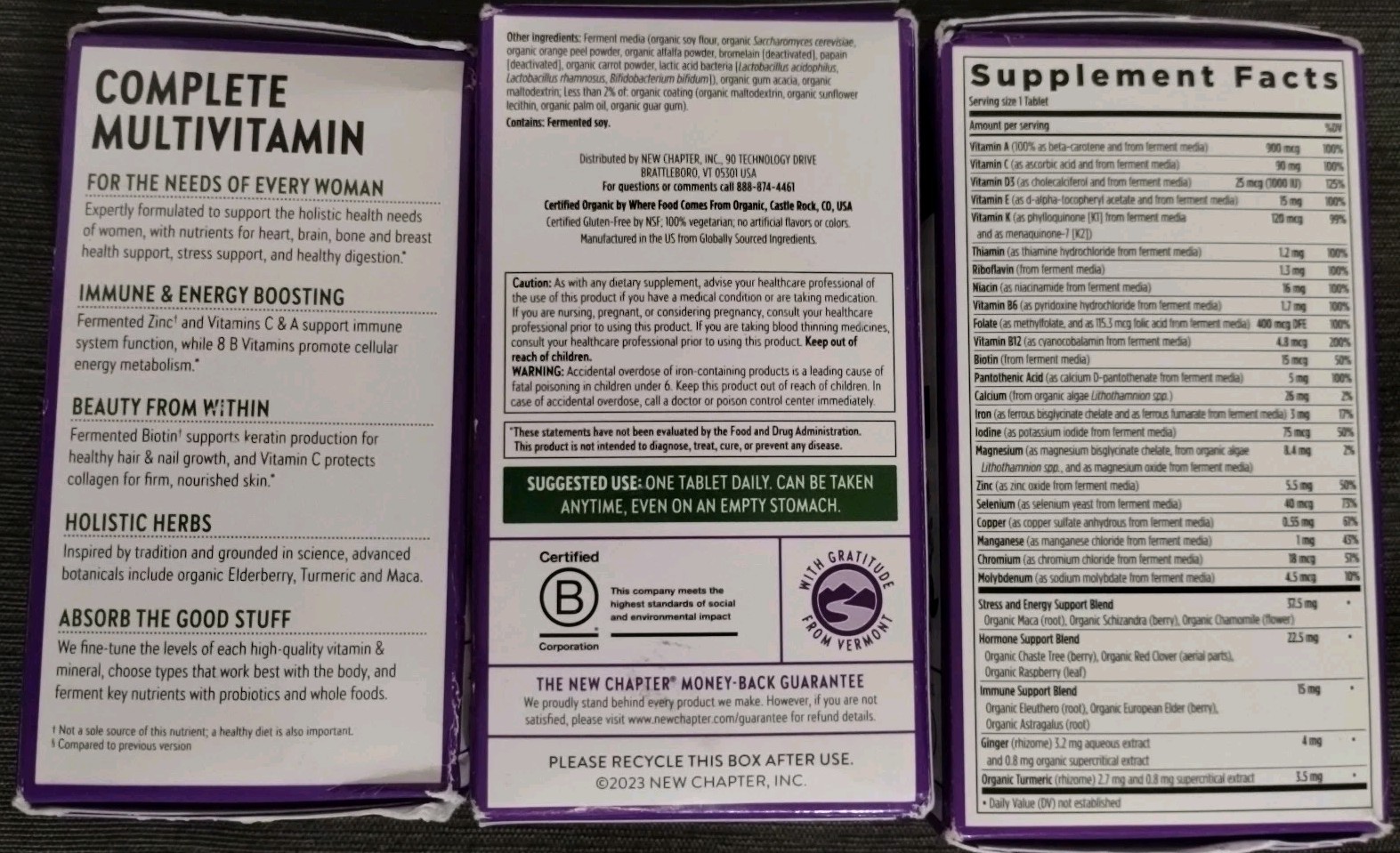 (3) New Chapter One Daily Every Woman’s Multivitamin, 24/48/48 Tablets – 07/2026