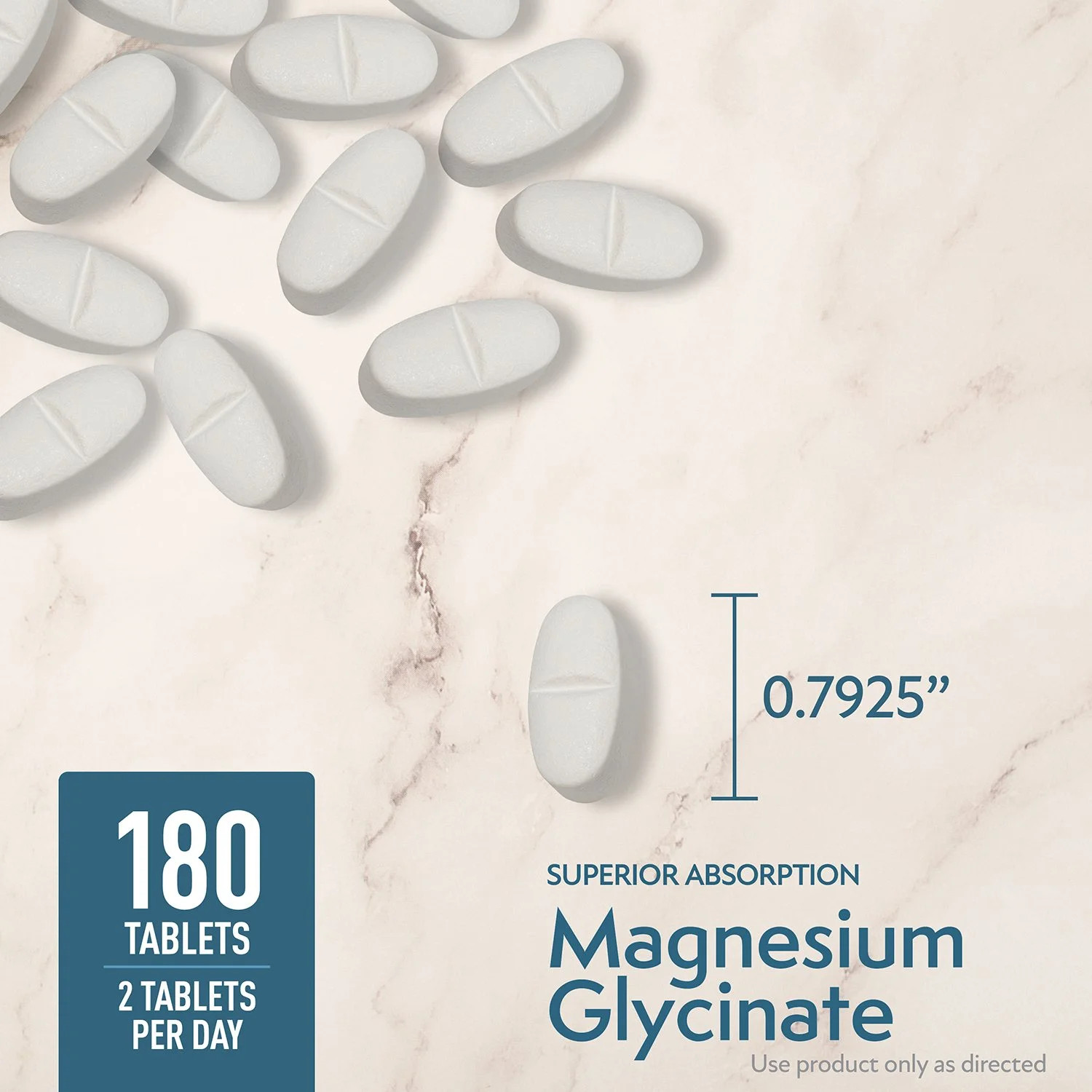 Magnesium Glycinate Tablets 180 ct — Supports Heart, Bone, Nerve, Muscle Health