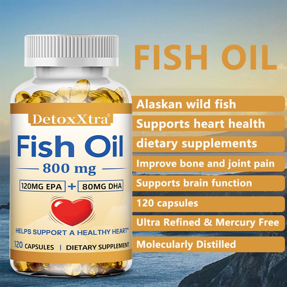 Omega 3 Fish Oil -800mg, 30/60/120 Capsules – 3x Strength Promote Overall Health