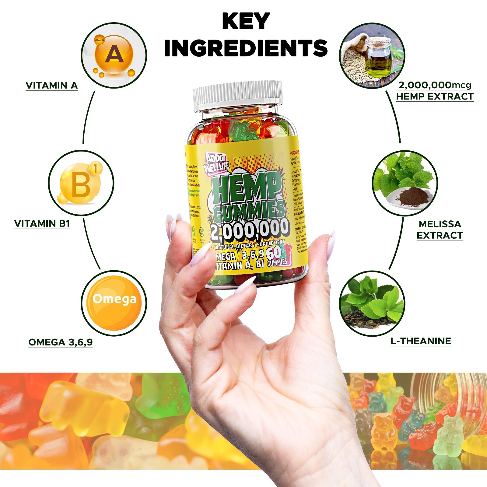 Natural Vegan Gummies – Pain Relief, Stress & Anxiety Support, Sleep Aid