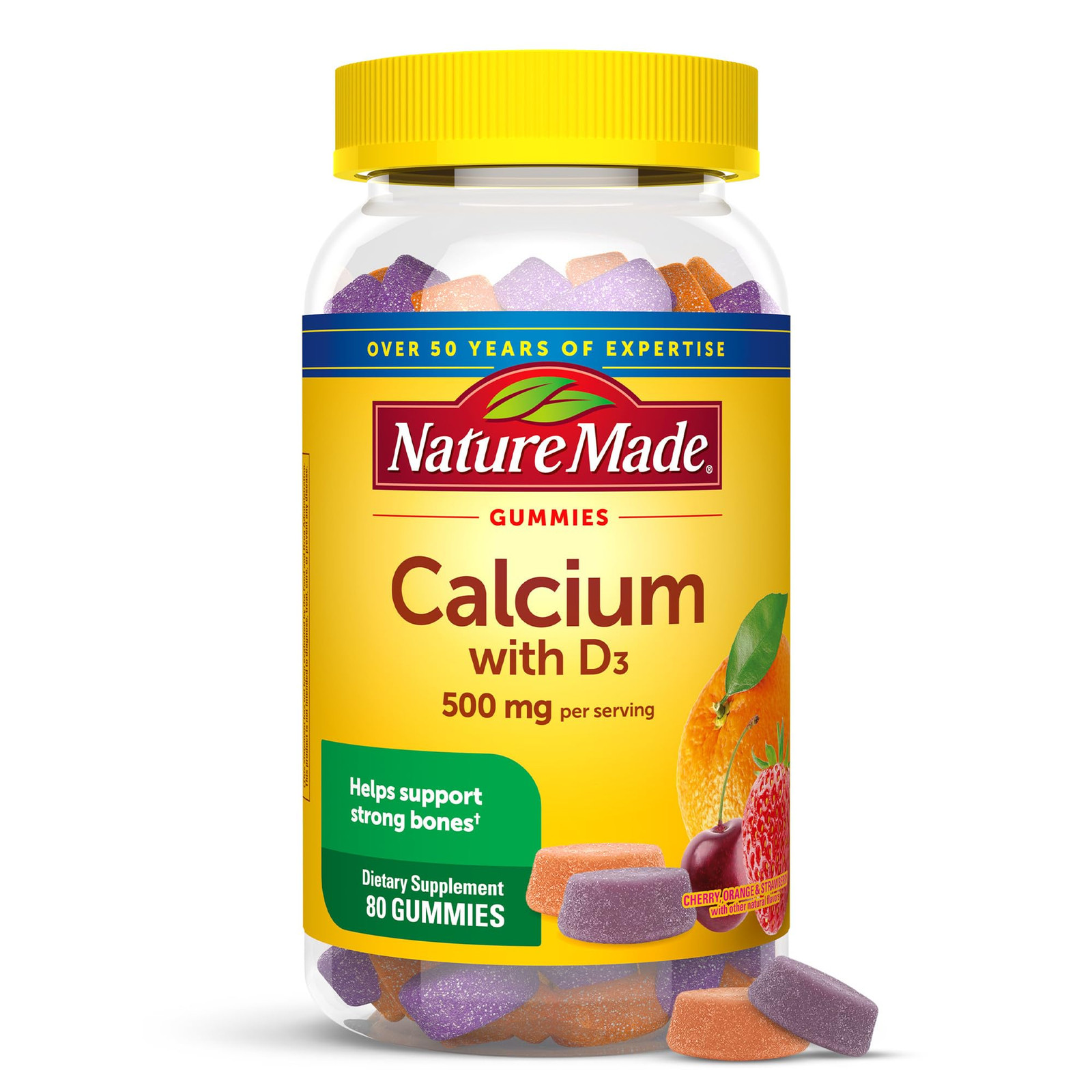 Nature Made Calcium 500mg Gummies with Vitamin D3 80 Count Bone Support