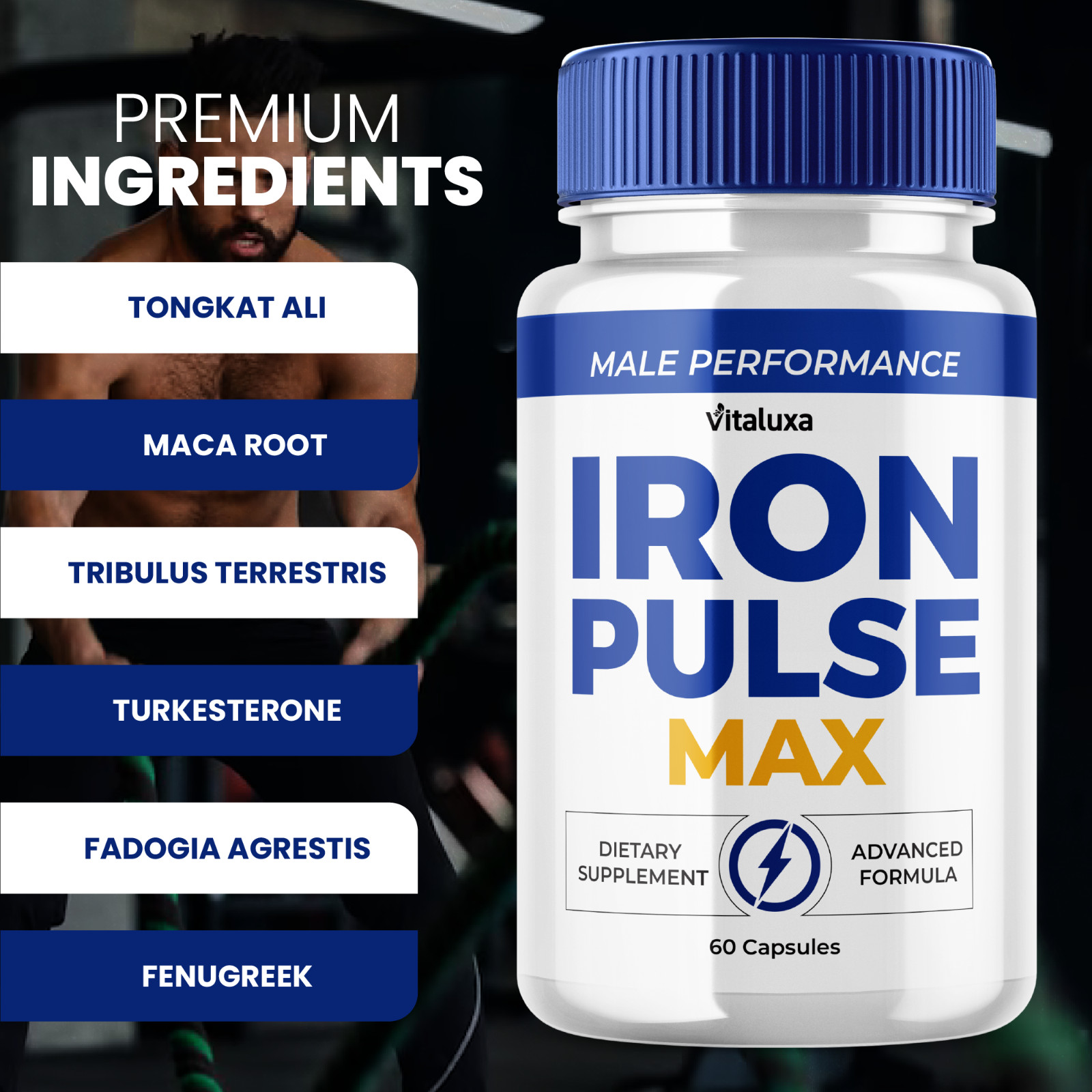 Iron Pulse Male Energy Pills, IronPulse for Men Health (60 Capsules)