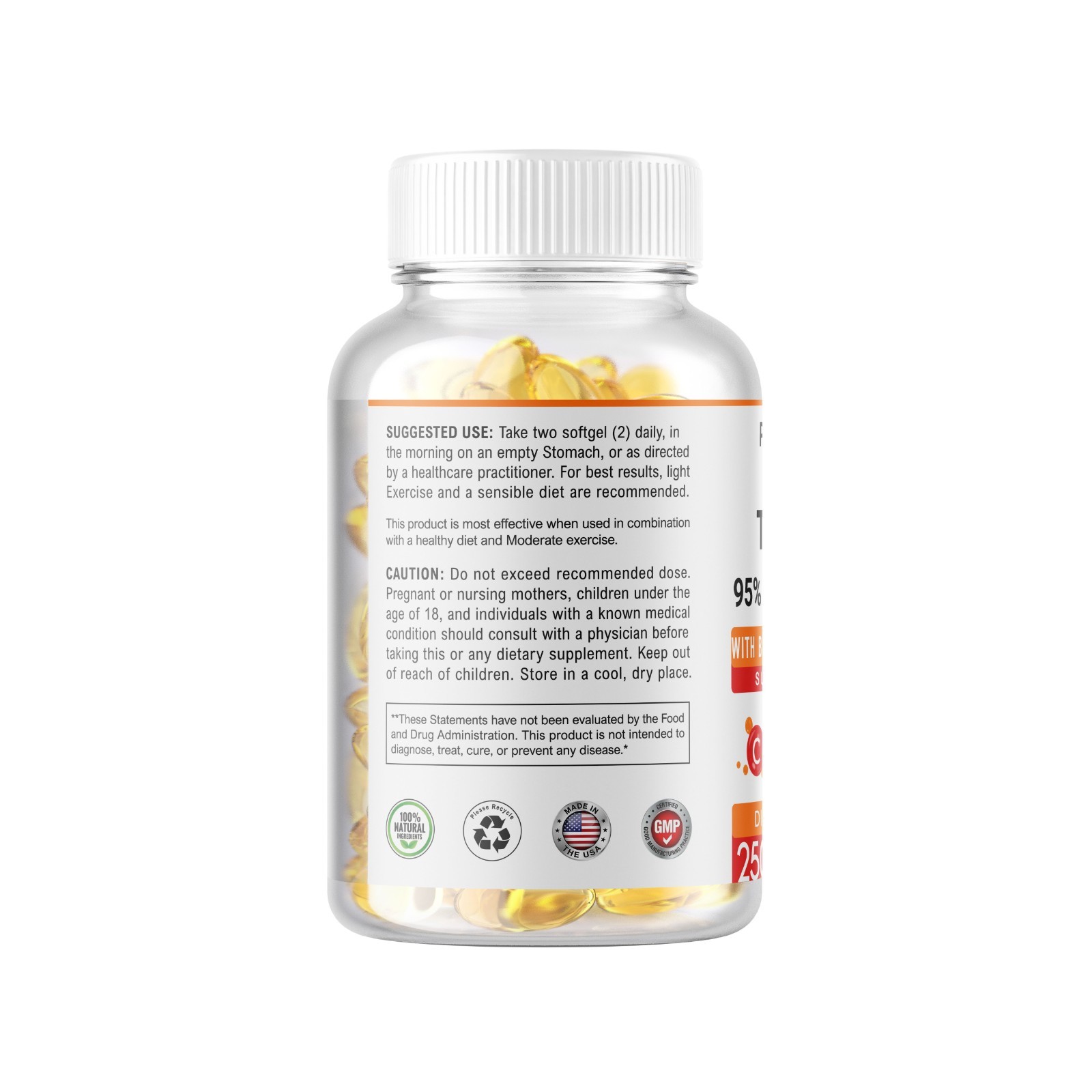 250 Softgels Turmeric Curcumin 5000mg, Herbal Extract with BioPerine NON-GMO
