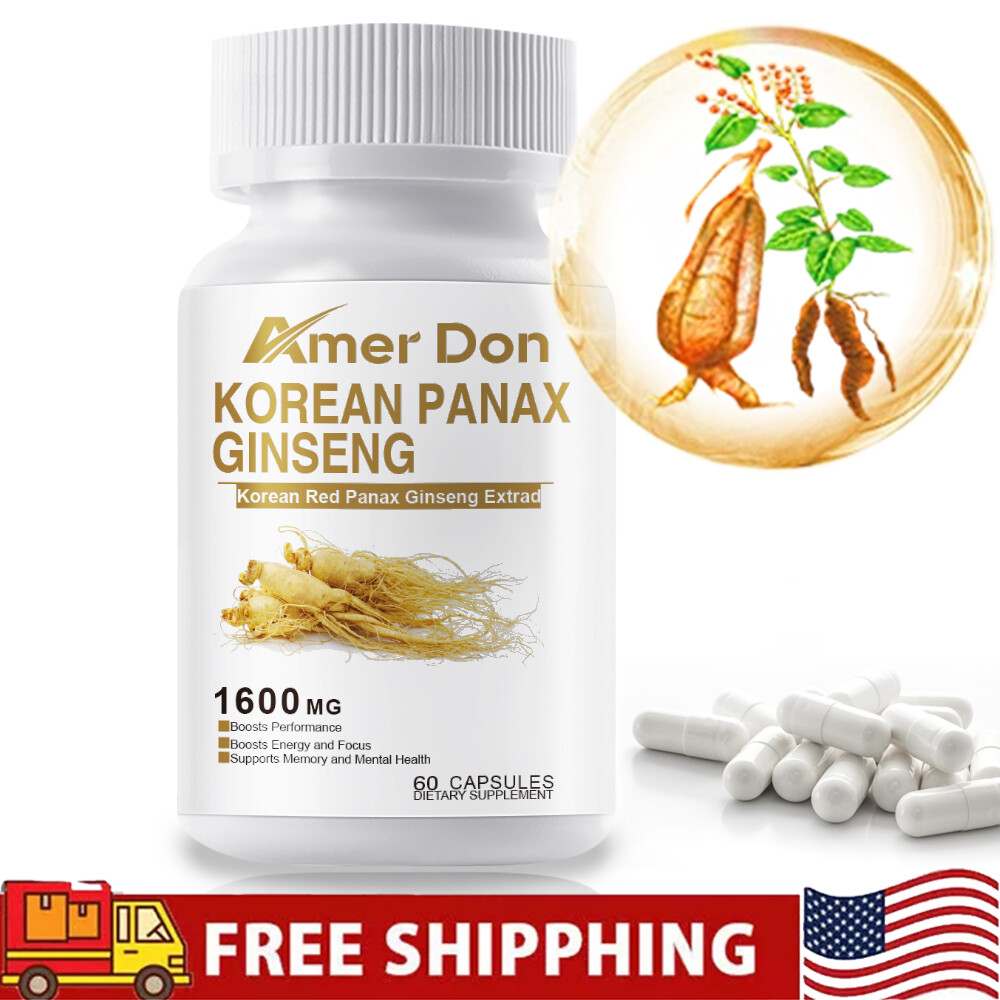 Red Korean Panax Ginseng 1,600mg 60 Veggie Caps Non-GMO,Gluten Free