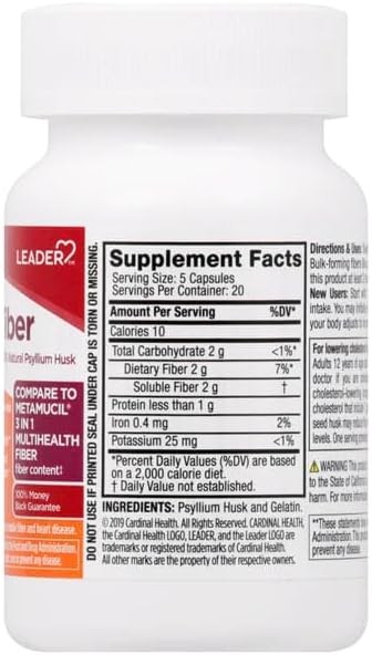 Leader Daily Psyllium Husk Powder Supplement for Health 100 count