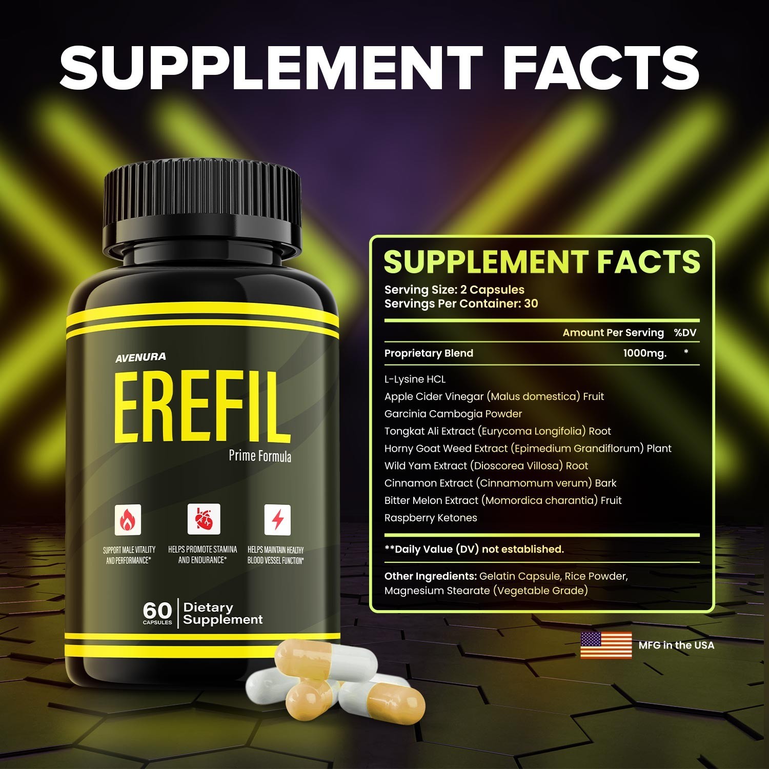 (1 Pack) Erefil for Men Capsules – Erefil Advanced Formula Pills Supplement