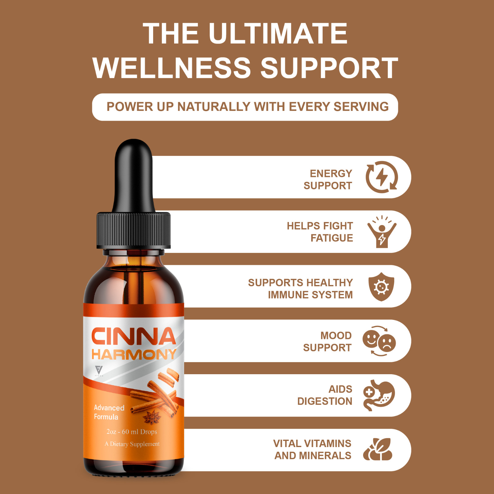 (5 Pack) Cinna Harmony Drops, CinnaHarmony Advanced Formula Supplement (10oz)