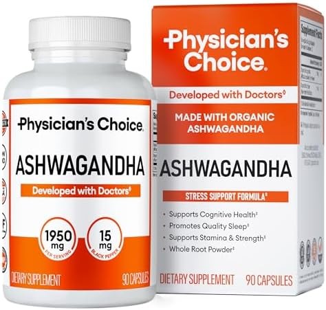 Ashwagandha 1950mg Organic Root Powder Stress Support 90 Capsules