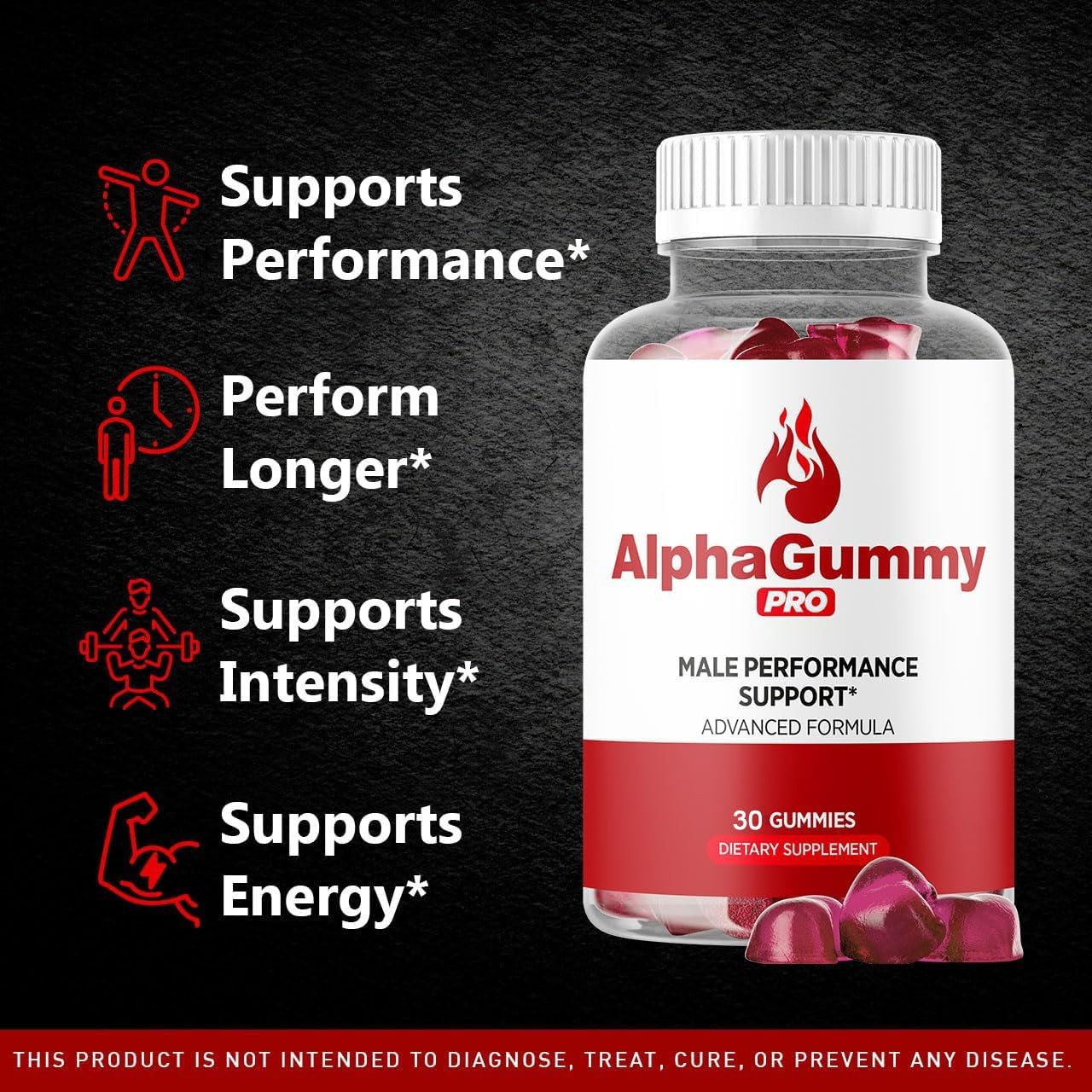 Alpha Gummy Pro Men Wellness Gummies Energy Vitality Support 1 Pack 30Gt