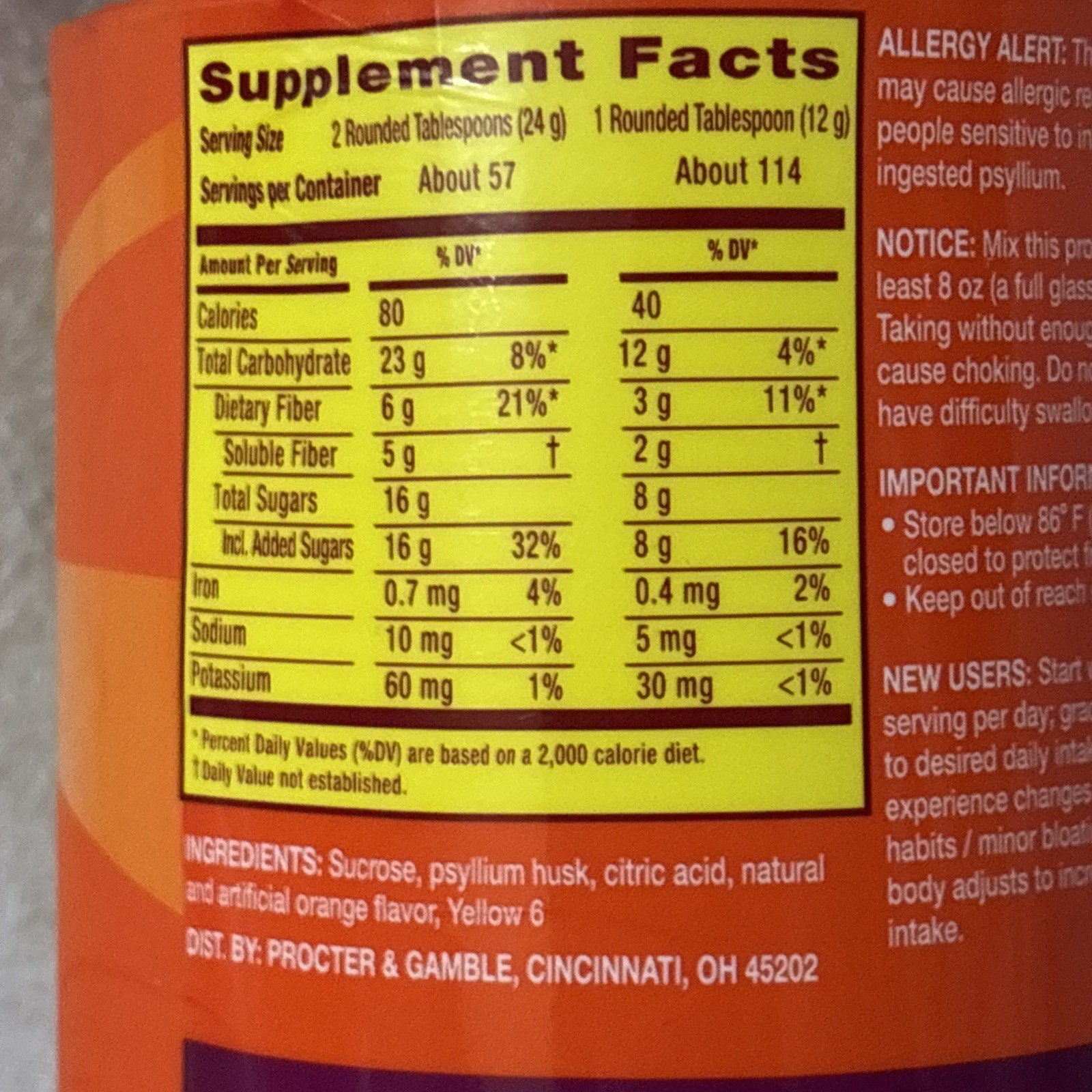 Metamucil 4-in-1 Fiber Powder-Orange Flavor-48.2 Oz(3 Lb) ea. Lot of 3-EX2028