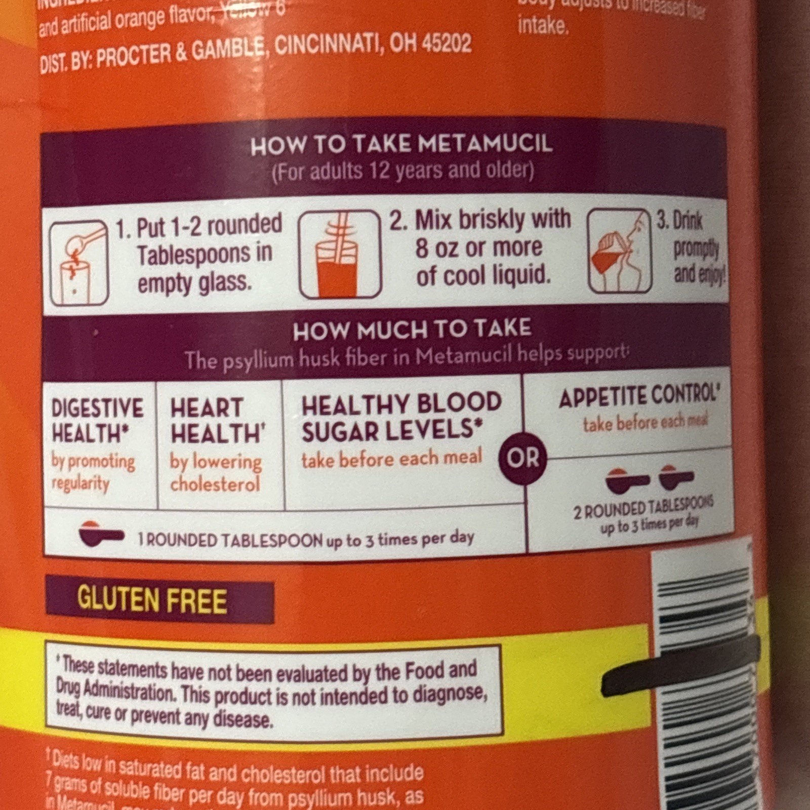 Metamucil 4-in-1 Fiber Powder-Orange Flavor-48.2 Oz(3 Lb) ea. Lot of 3-EX2028