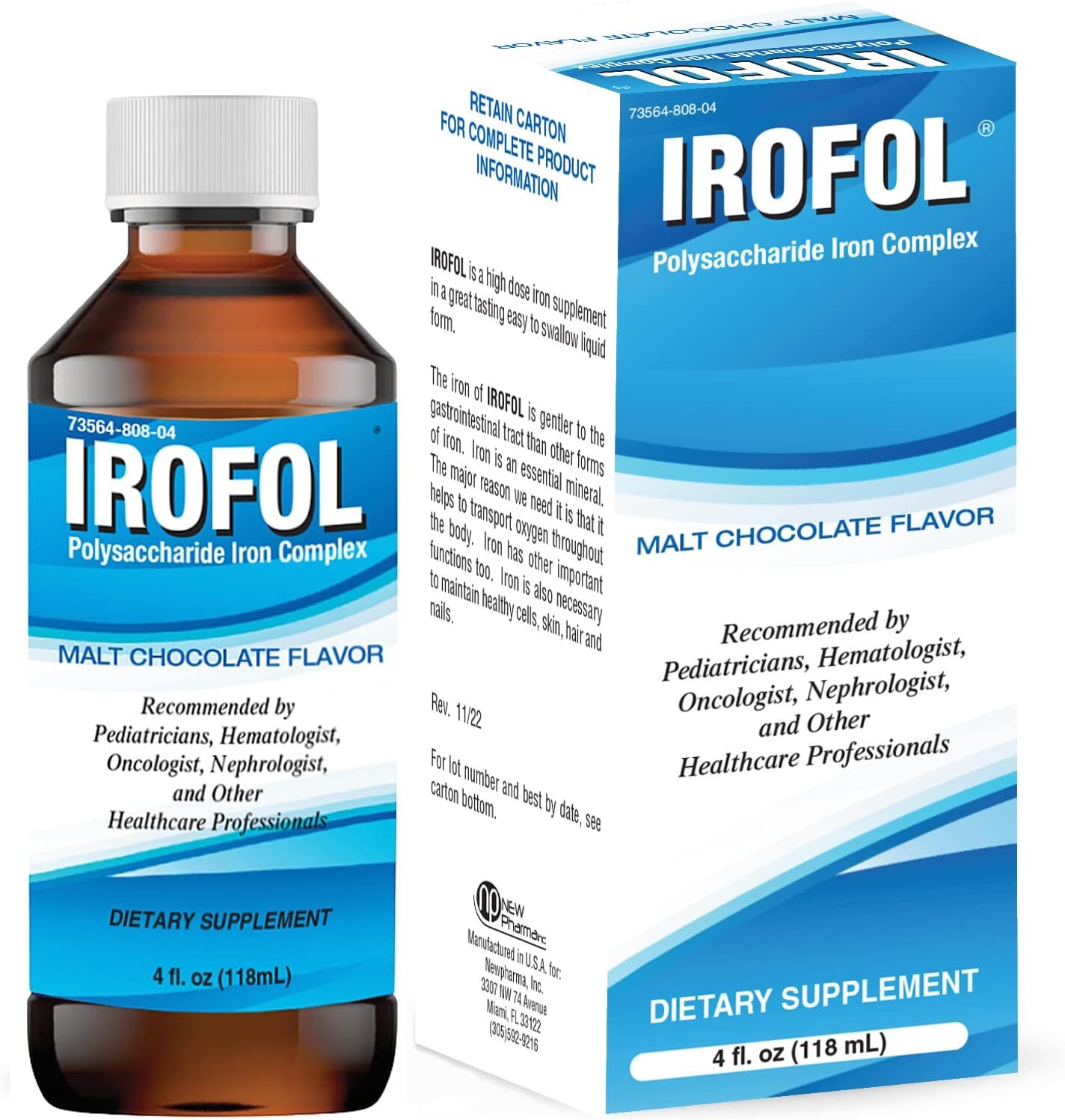 IROFOL Iron Dietary Supplement 4 fl oz With Malt Chocolate Flavor