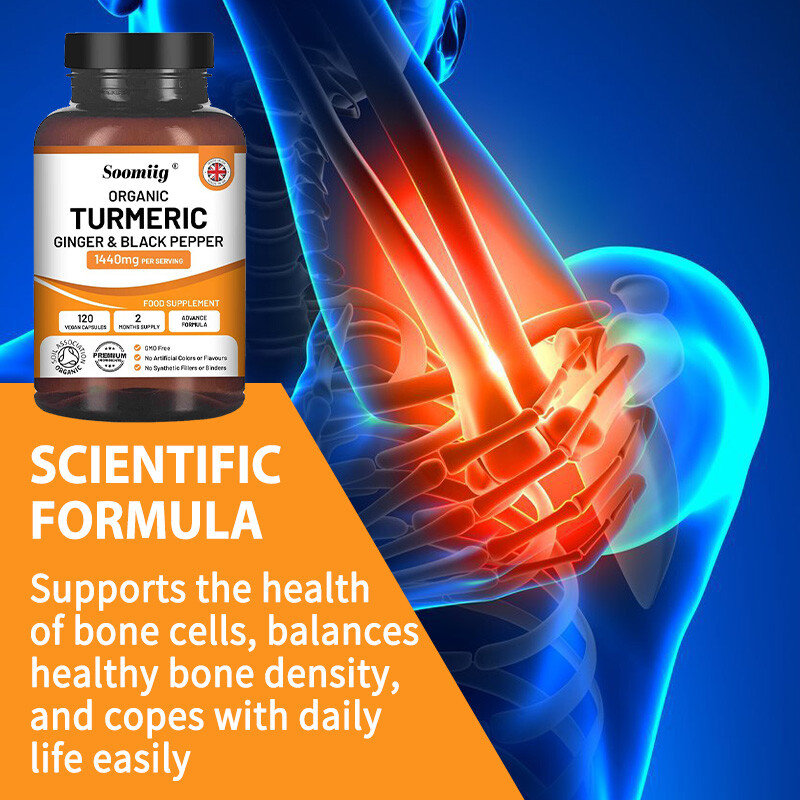 Organic Turmeric Curcumin with Ginger Black Pepper 120ct Joint Pain Max Strength