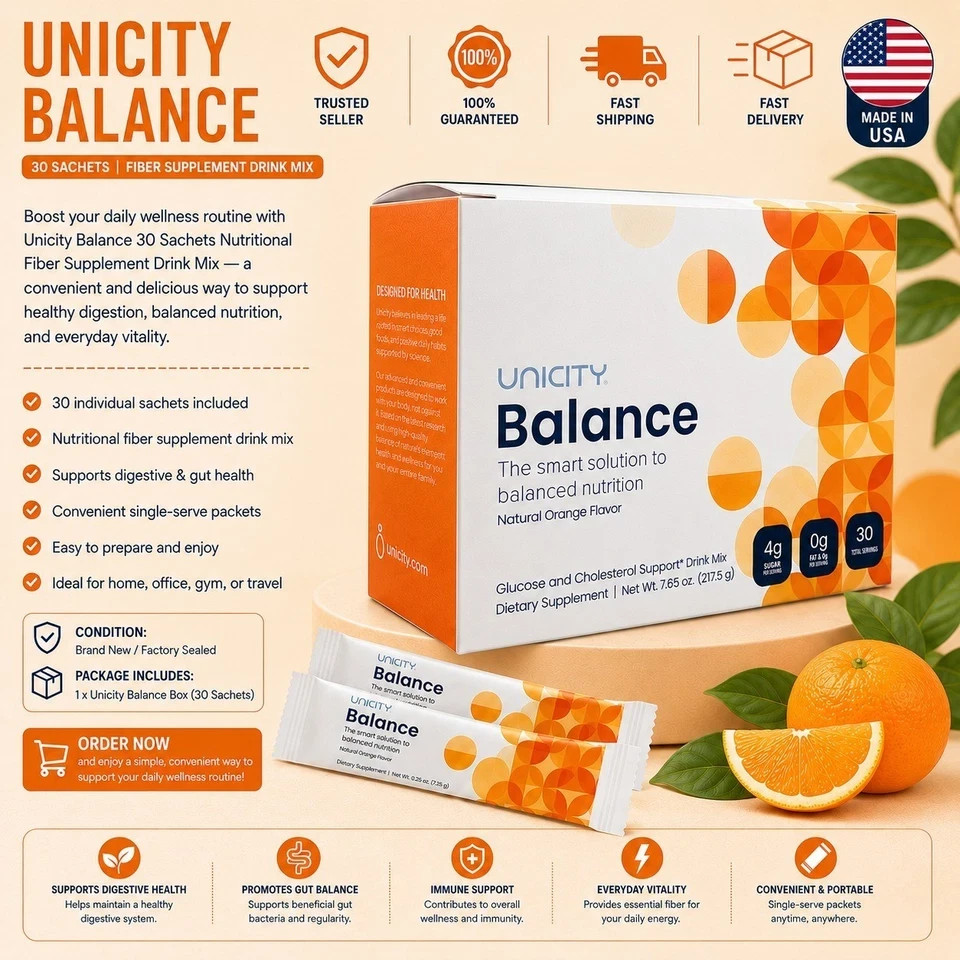 UNICITY Balance Cholesterol Support Drink Mix 30 Stick Pack (ORANGE) Exp 06/2027