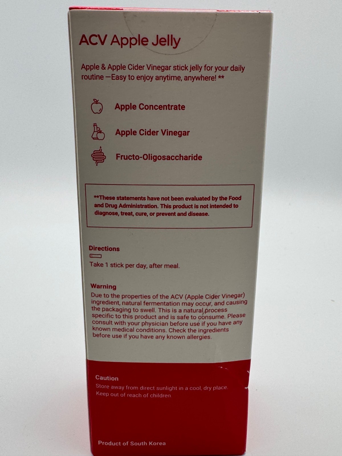 FOODOLOGY ACV Apple Jelly 10 Sticks Apple Cider Vinegar Best By 02.01.2028 New