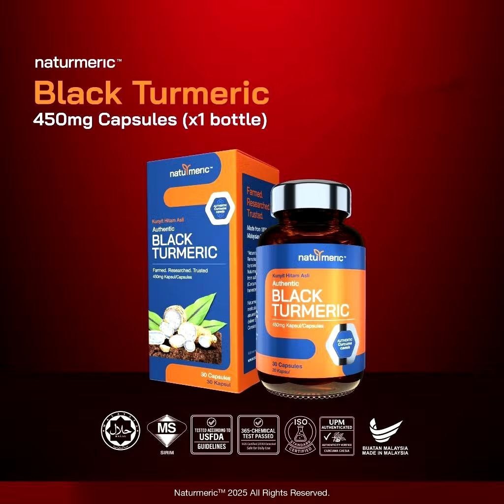 Pure Black Turmeric 450mg- Natural Herbs Boost Immunity Ease Inflammation & Pain